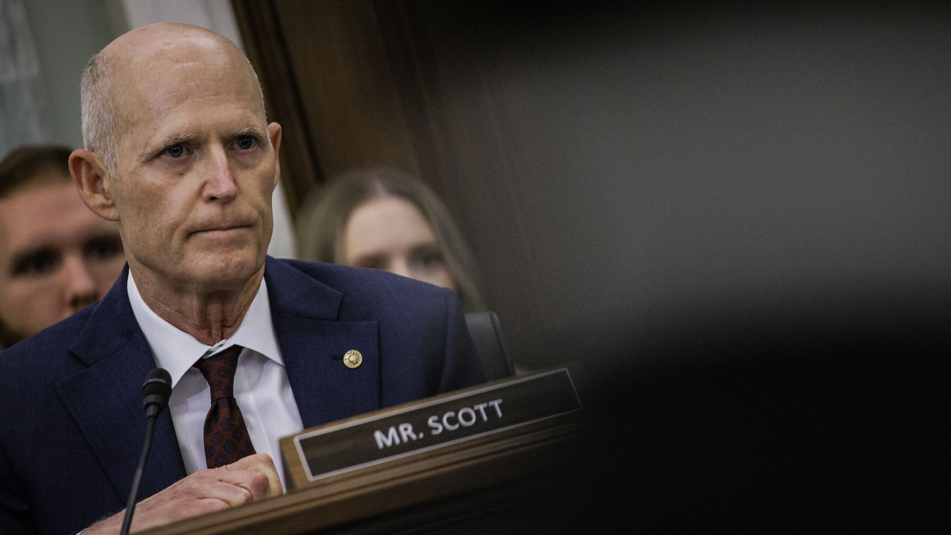 Sen. Rick Scott is seen during a congressional hearing.
