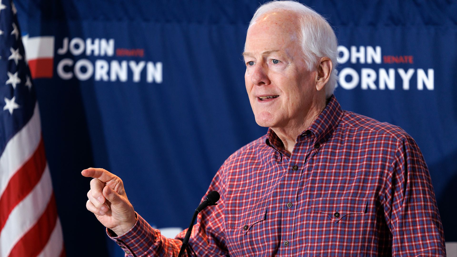 Sen. John Cornyn speaks during a Get Out the Vote rally at Landry's Seafood in The Woodlands, Texas, on Feb. 28.