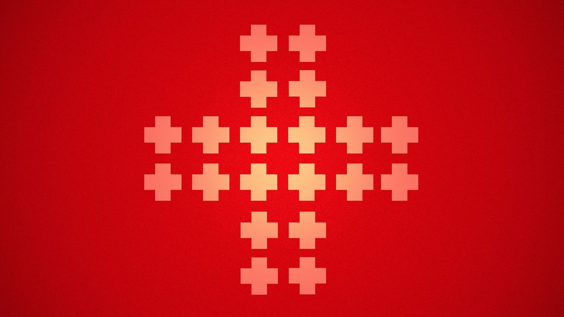 Illustration of small red crosses forming a larger one.