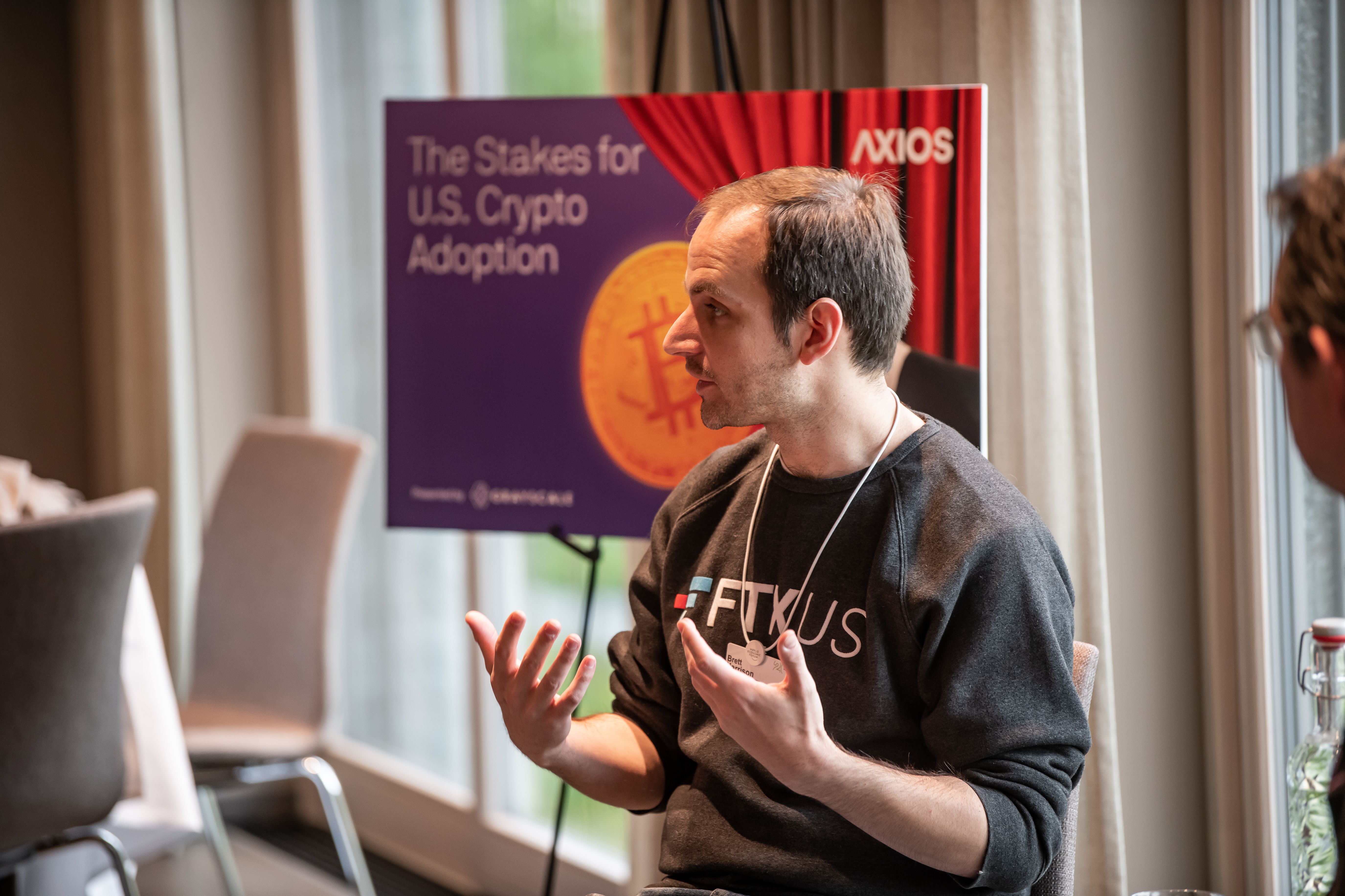 FTX US President Brett Harrison speaks to attendees.