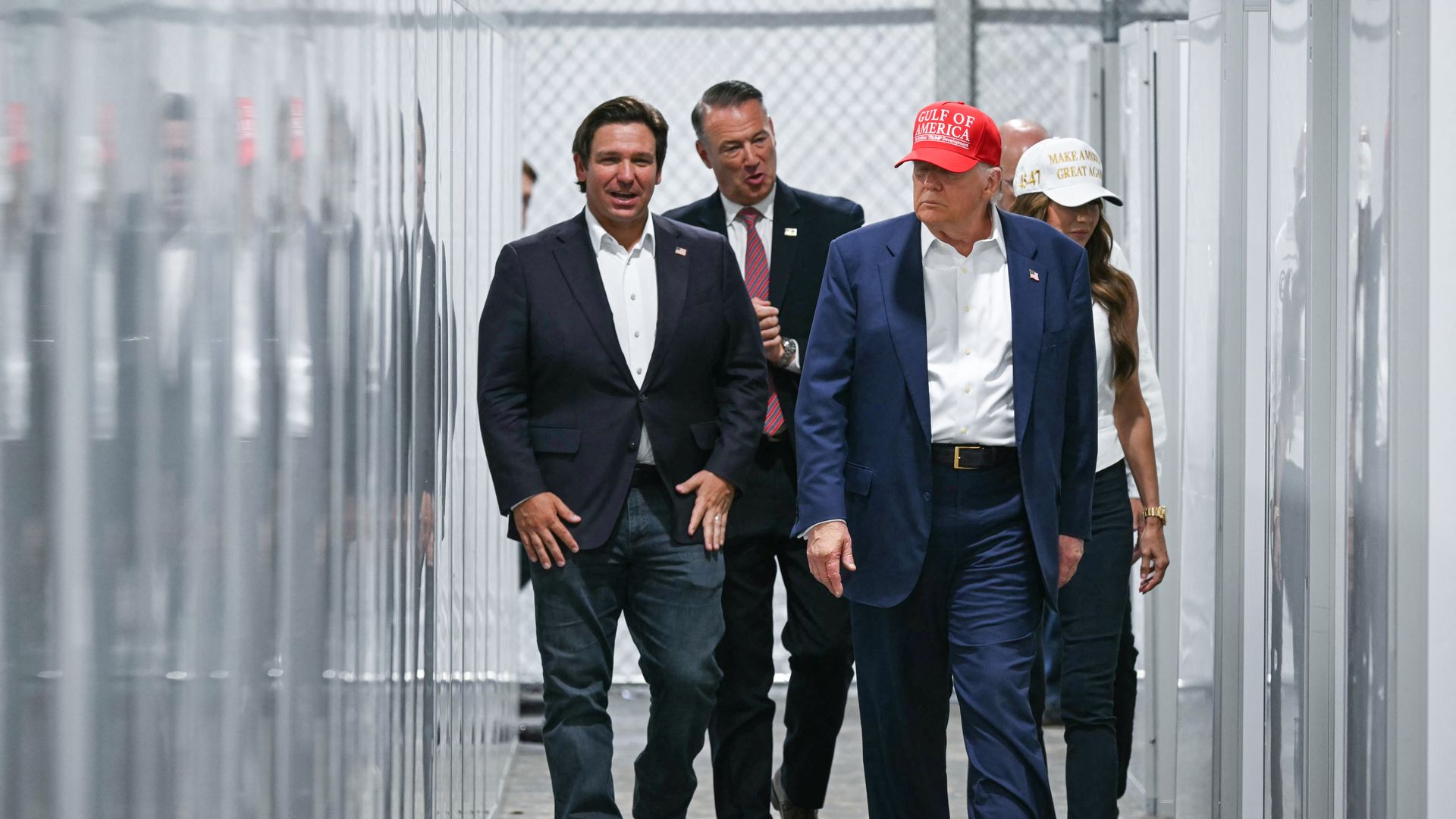President Donald Trump, Florida Gov. Ron DeSantis and other officials tour Alligator Alcatraz. 