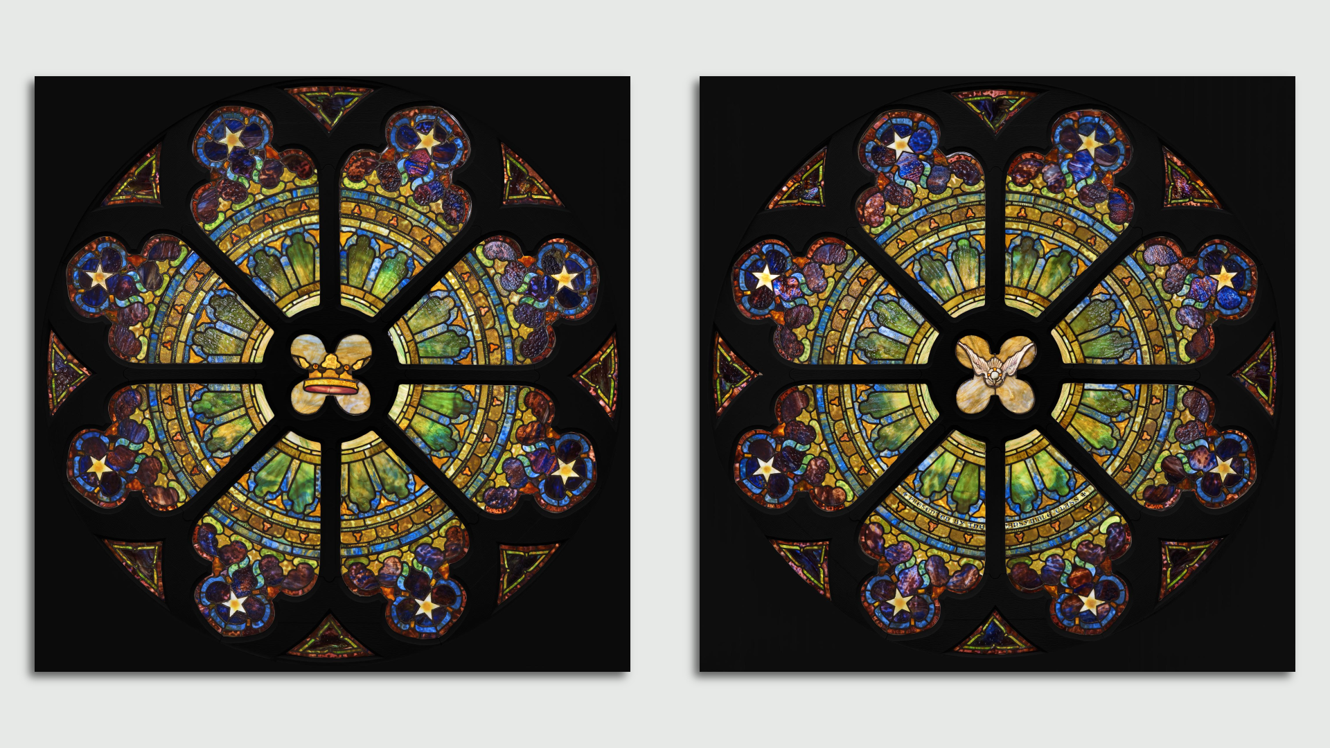 A pair of stained glass windows