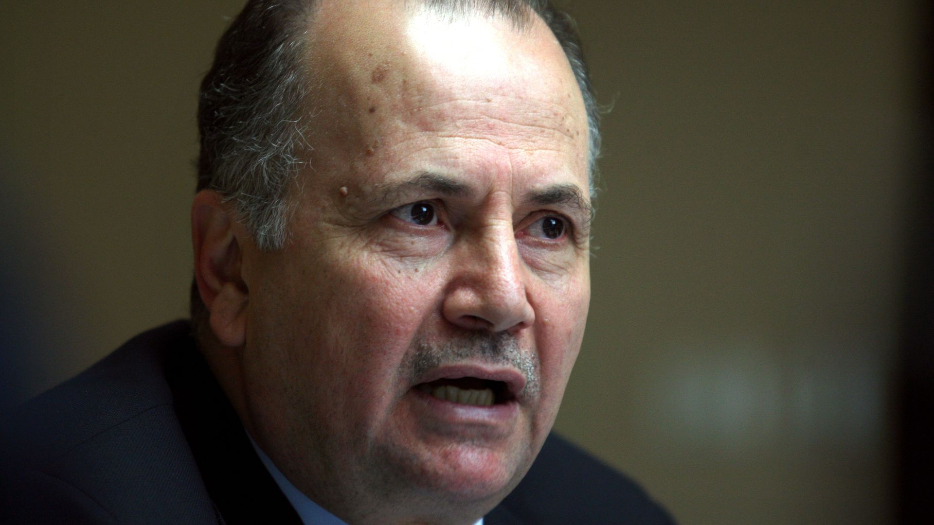 President of the Palestine Investment Fund (PIF) Mohammed Mustafa, a candidate in the upcoming presidential election, speaks during an interview on May 30, 2011 in the West Bank city of Ramallah