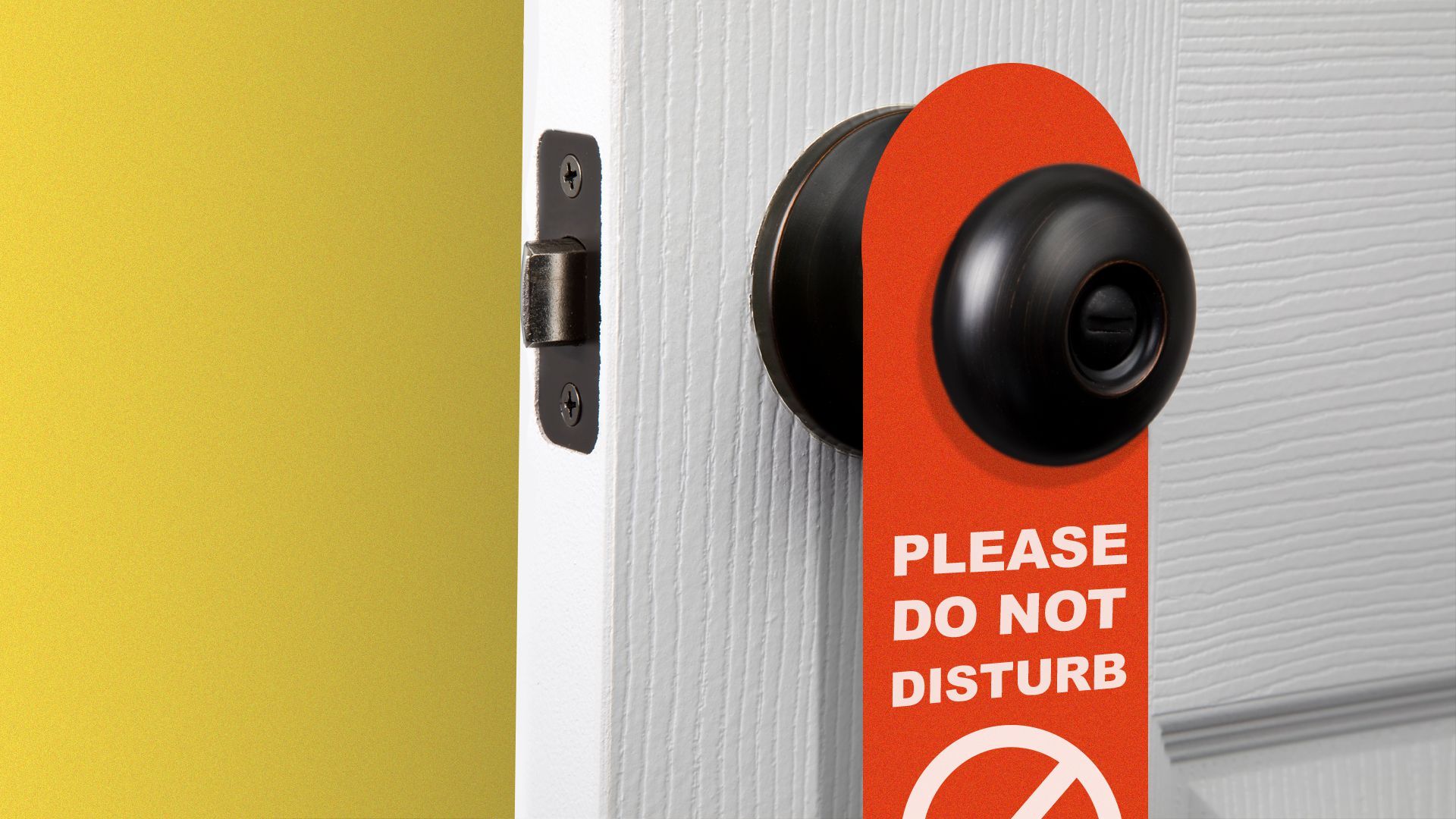 Illustration of a “Do Not Disturb” sign hanging on an open door.