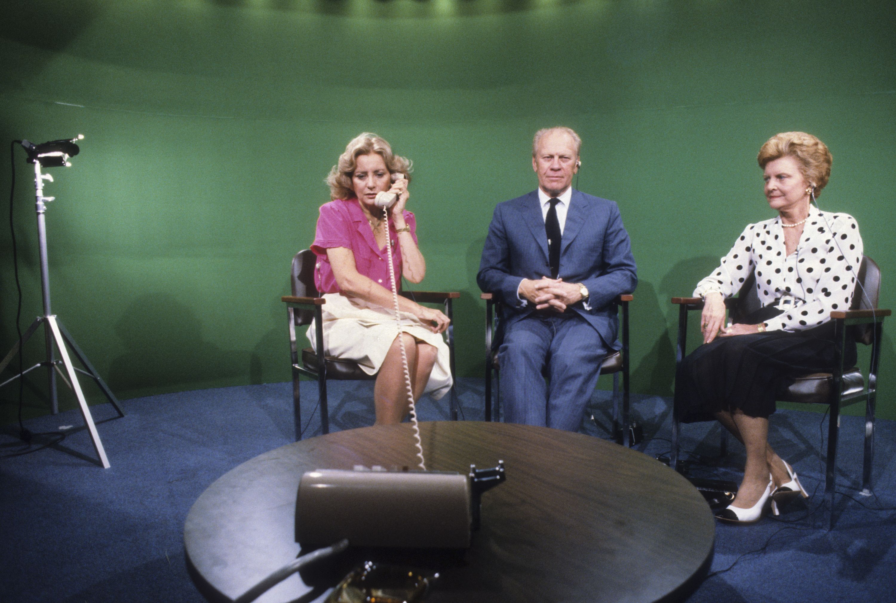 President Gerald Ford and First Lady Betty Ford on ABC News with broadcast journalist Barbara Walters.