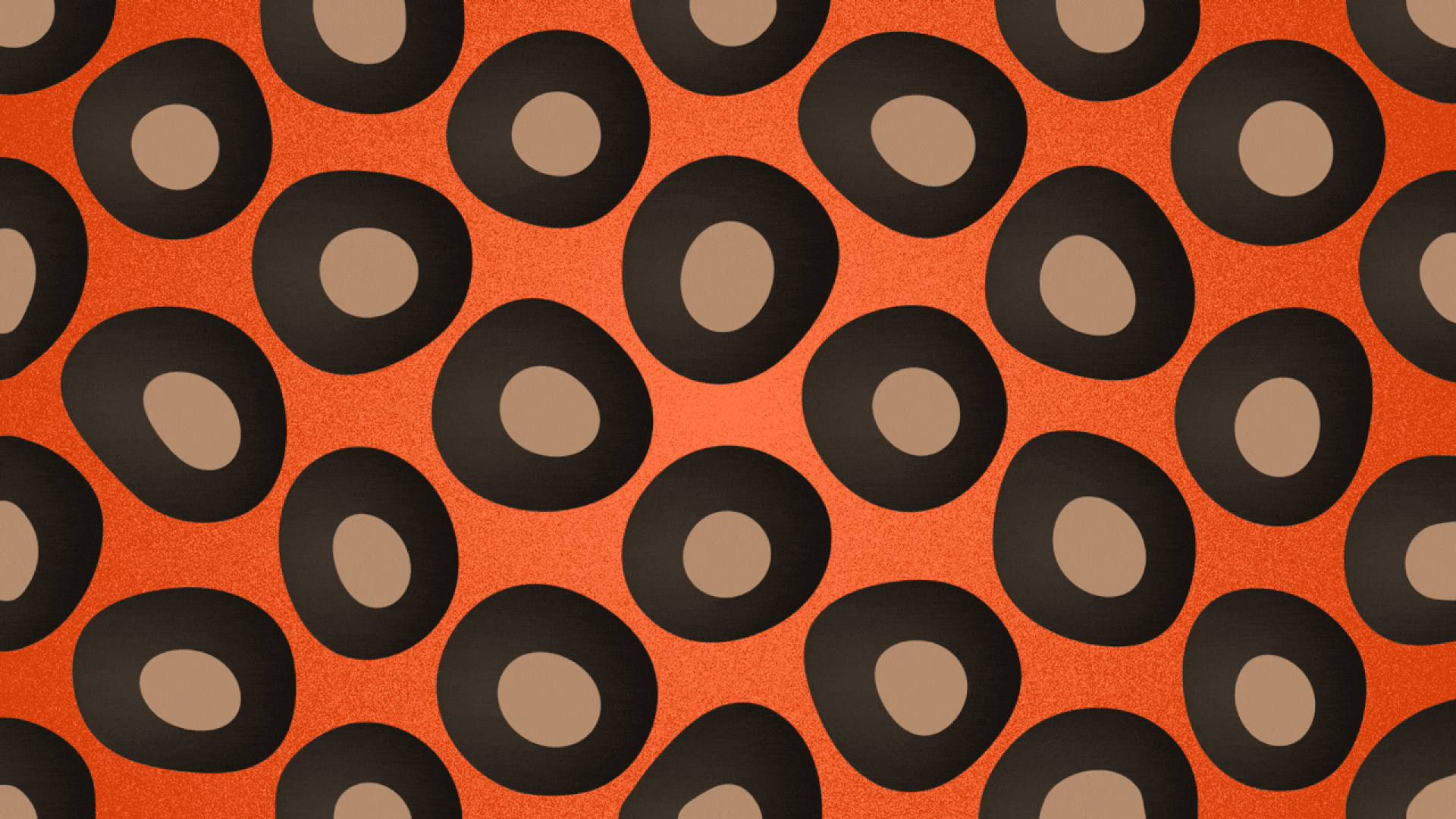 Illustration of a pattern of buckeye nuts, increasing and decreasing in size in diagonal waves.