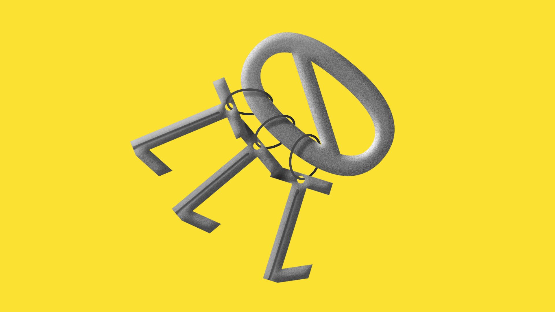 Illustration of a keychain made up of 1's and 0's