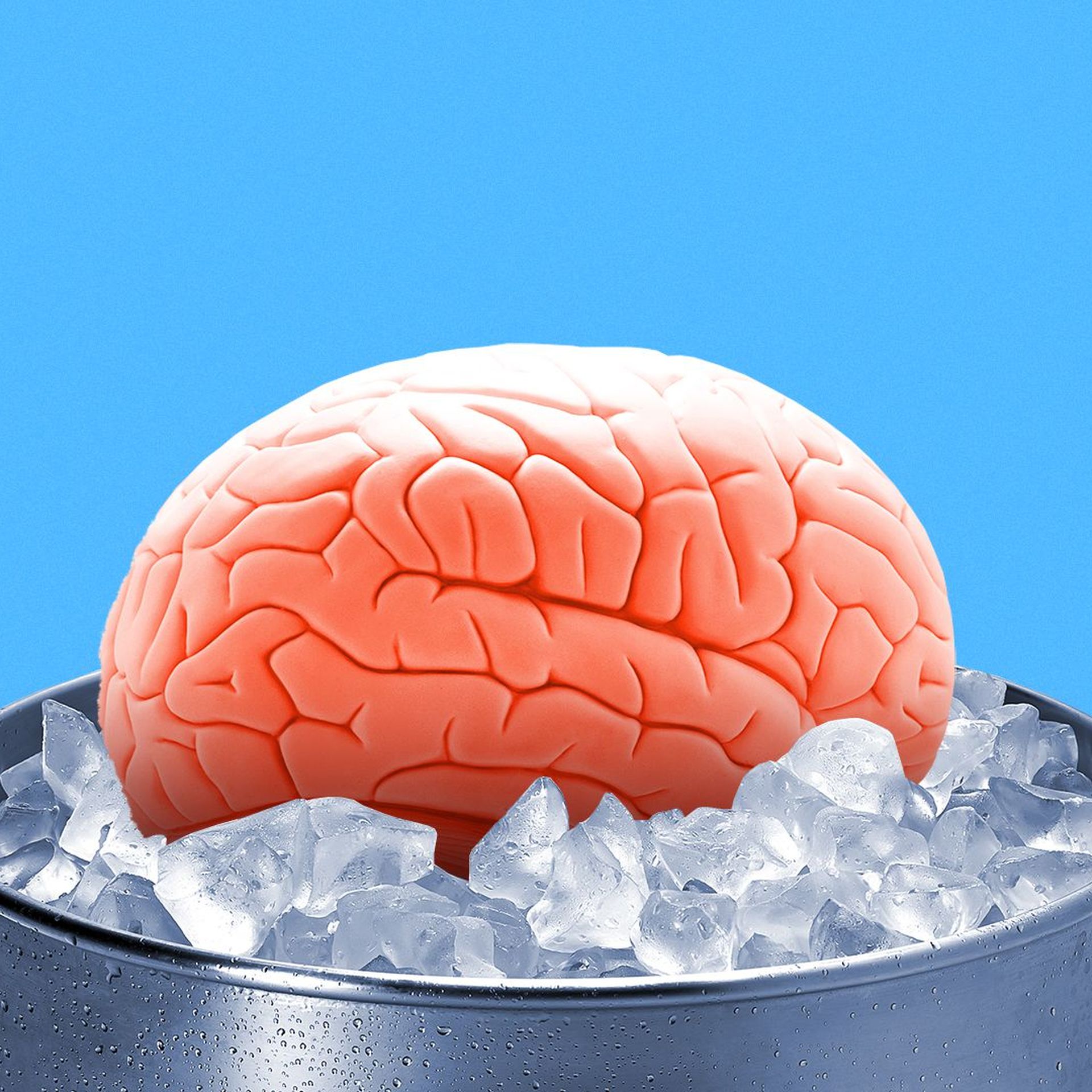 Illustration of a brain in an ice bucket