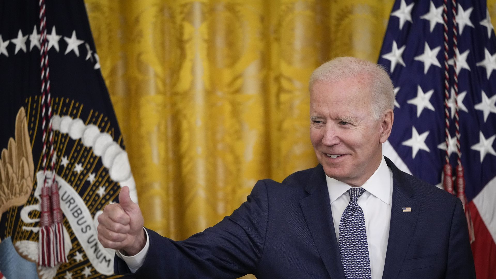 Biden with his Thumbs up