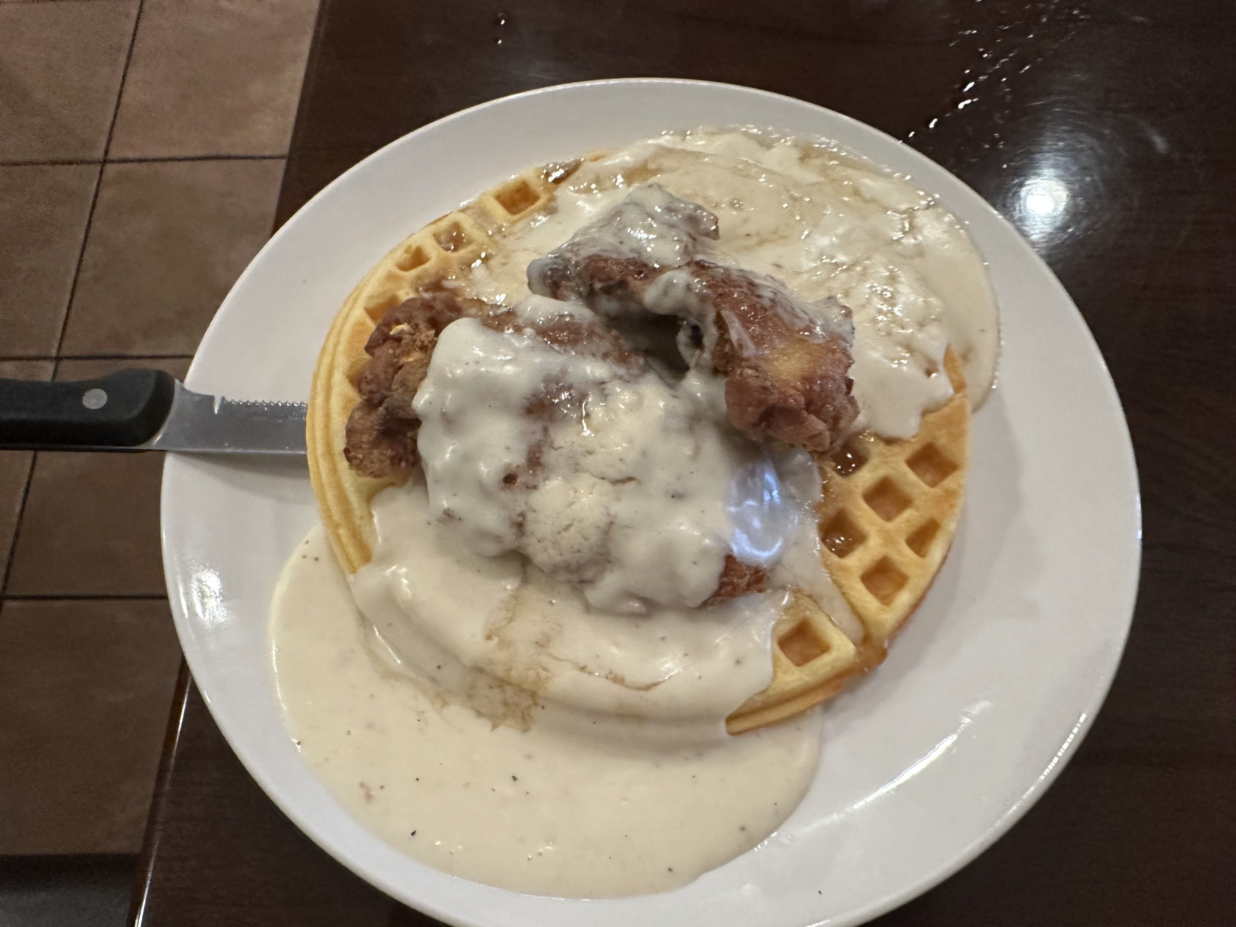 photo of chicken and waffle
