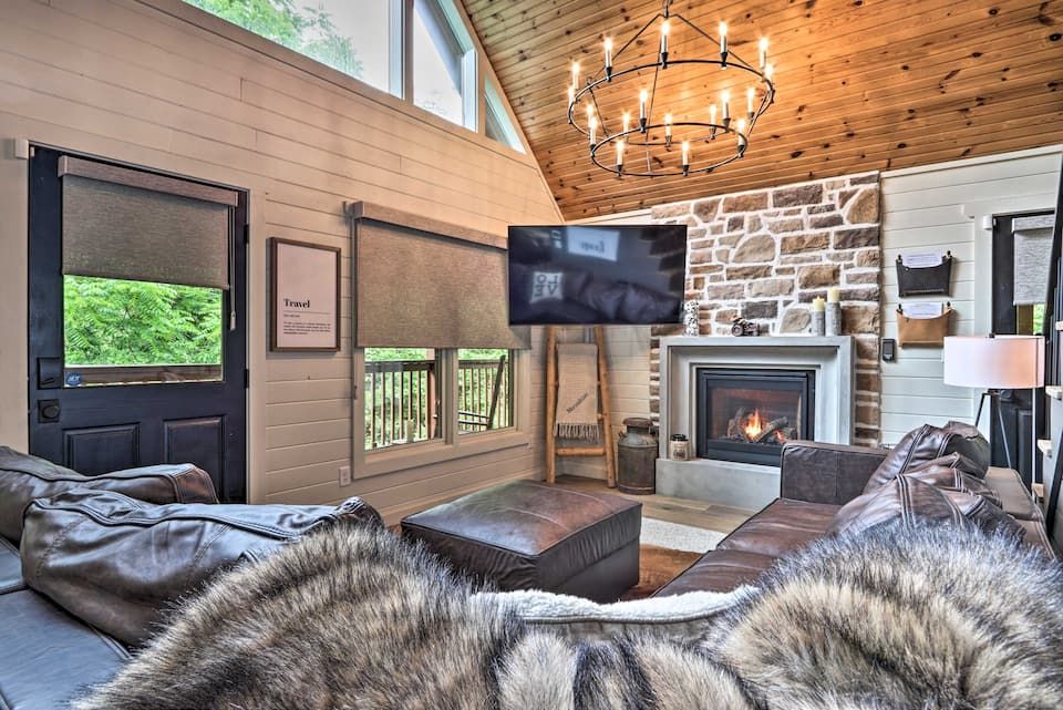 Romantic cabin in the woods interior