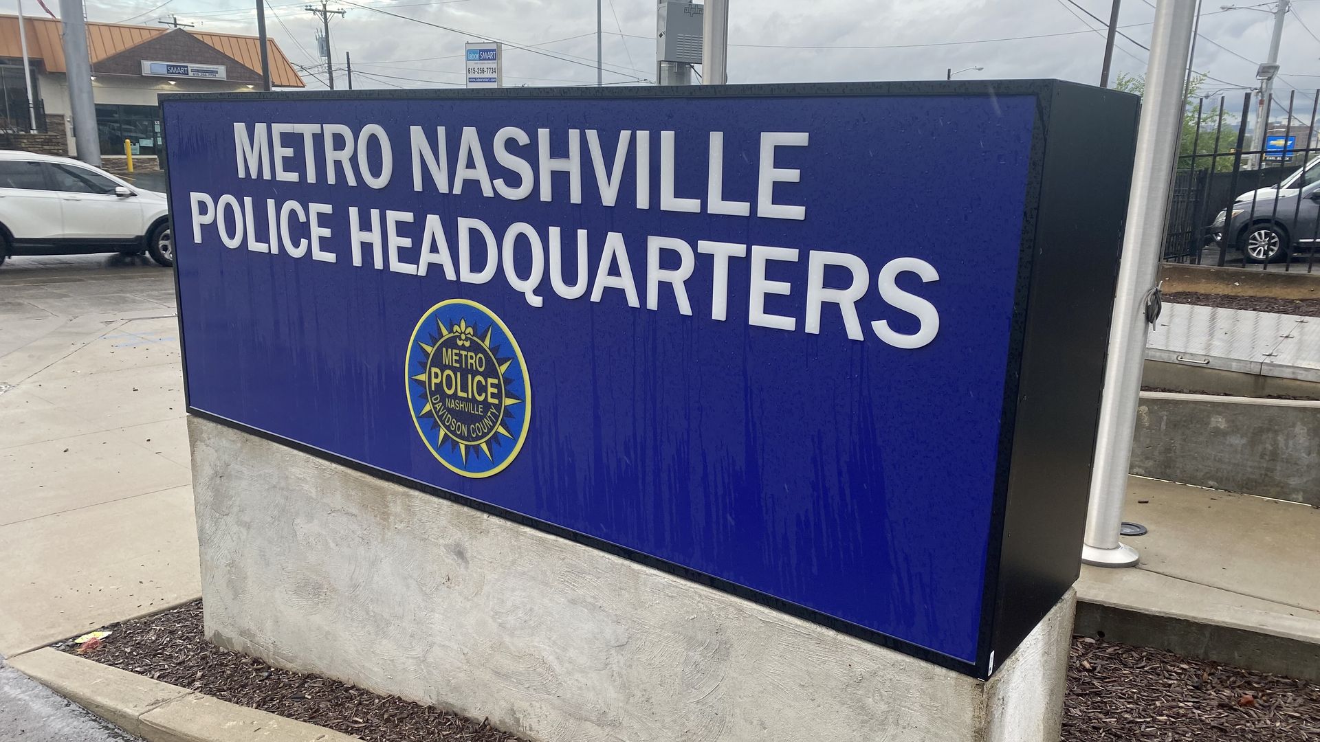 The sign outside Metro police headquarters.