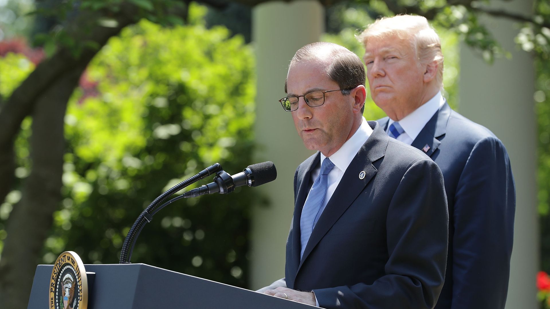 HHS Secretary Alex Azar and President Trump