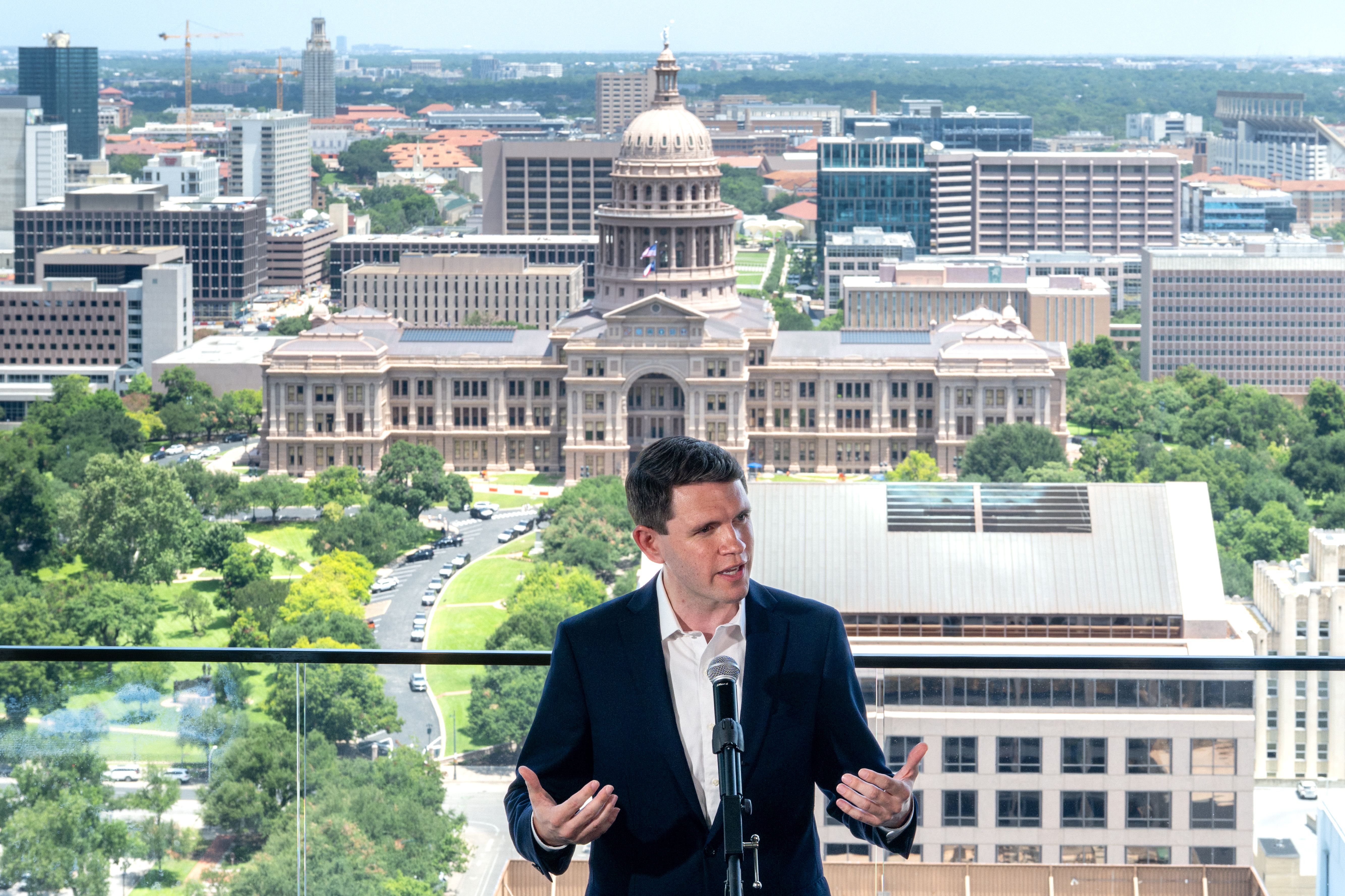 Democratic U.S. Senate candidate James Talarico speaks during a news conference at the Hyatt Centric Congress Avenue in Austin last month. Photo: Brandon Bell/Getty Images