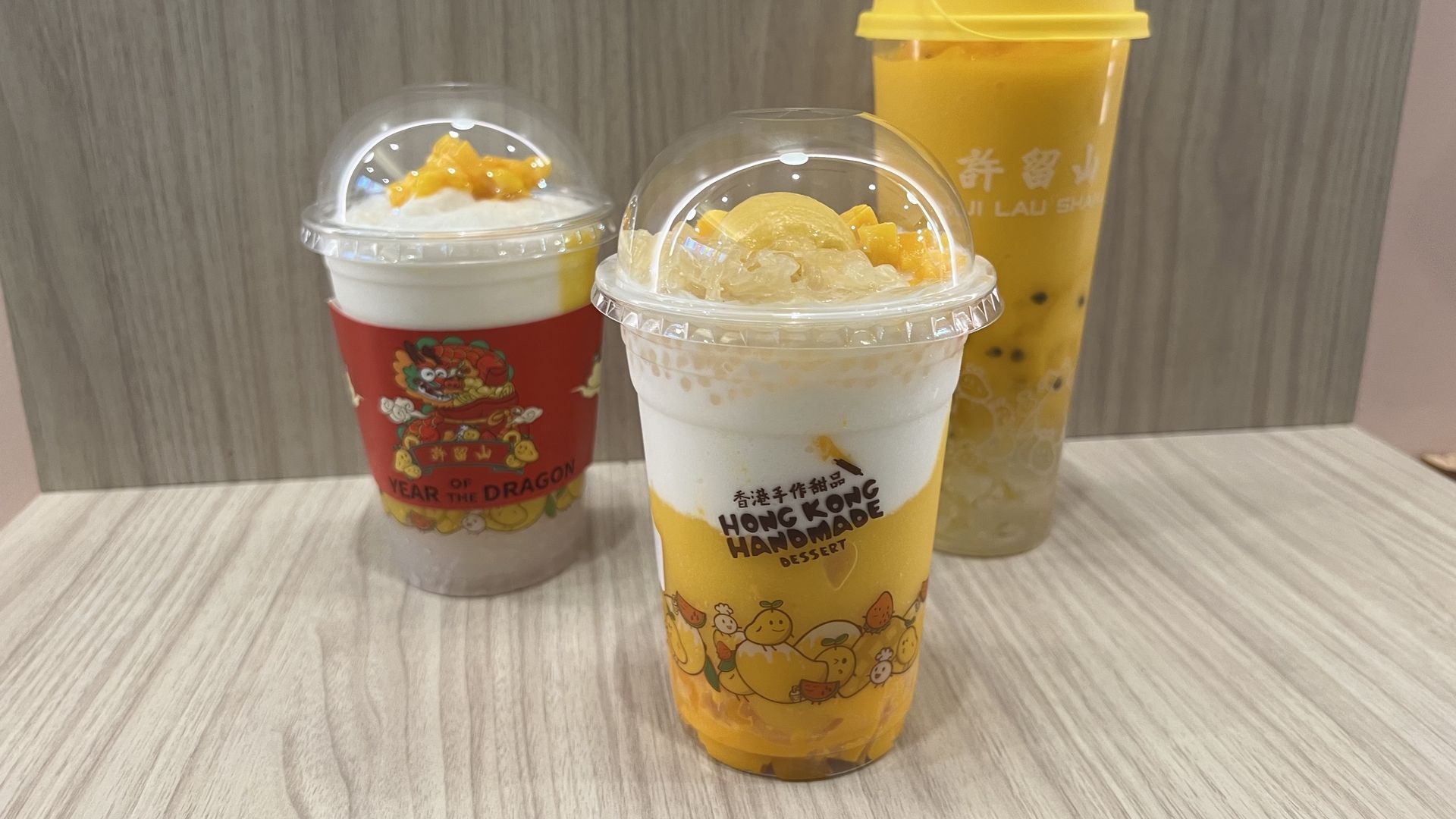 three mango dessert drinks