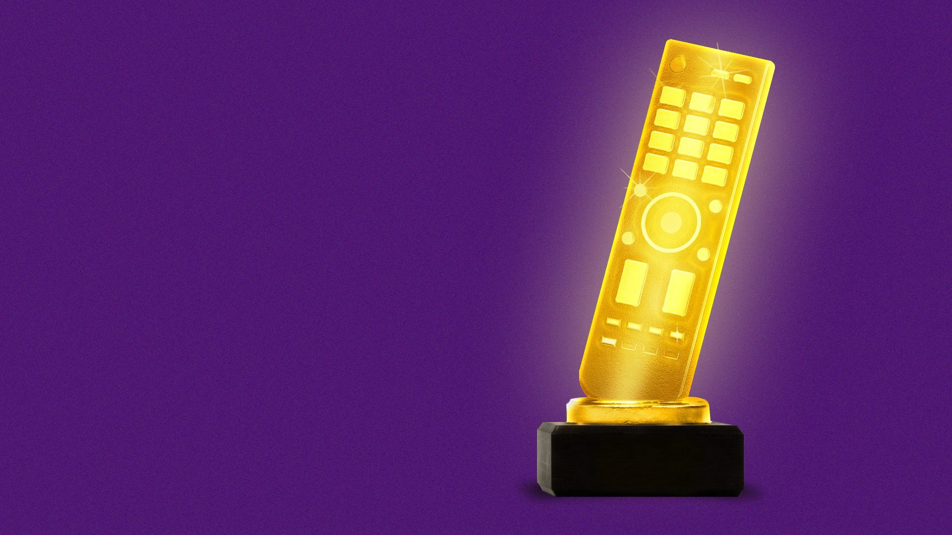 a glowing trophy made out of a television remote control 