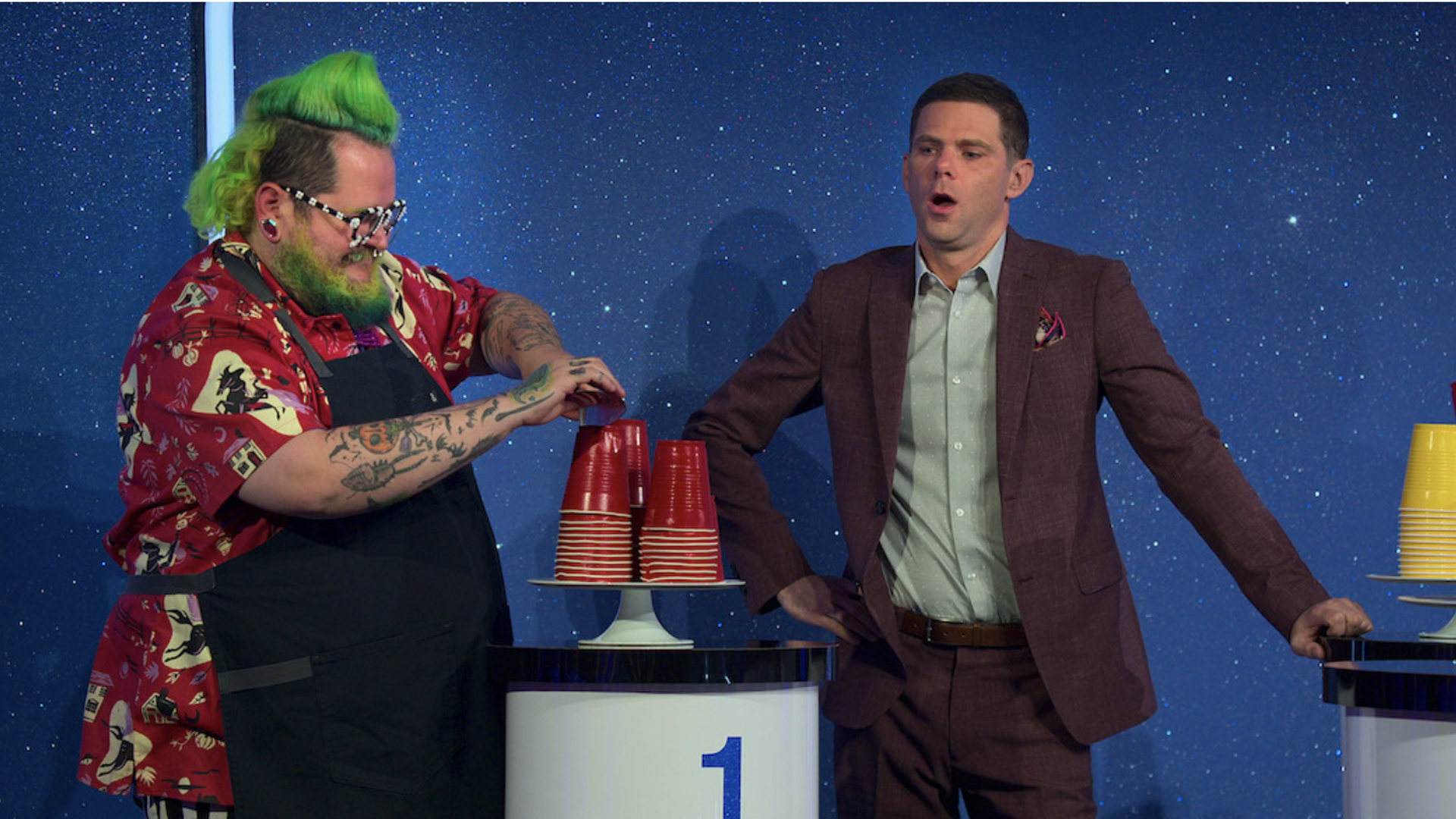 Andrew Fuller with red solo cup cake