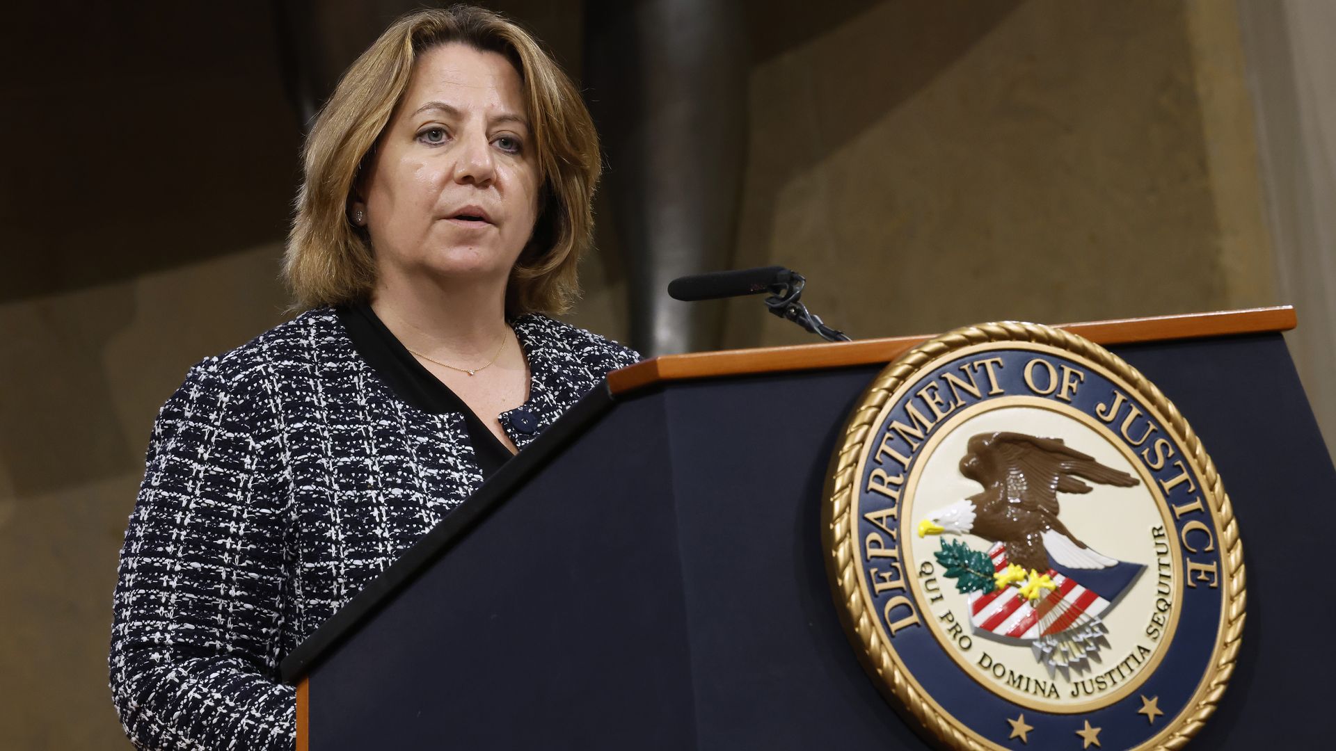 U.S. Deputy Attorney General Lisa Monaco speaking in D.C. in May 2022.