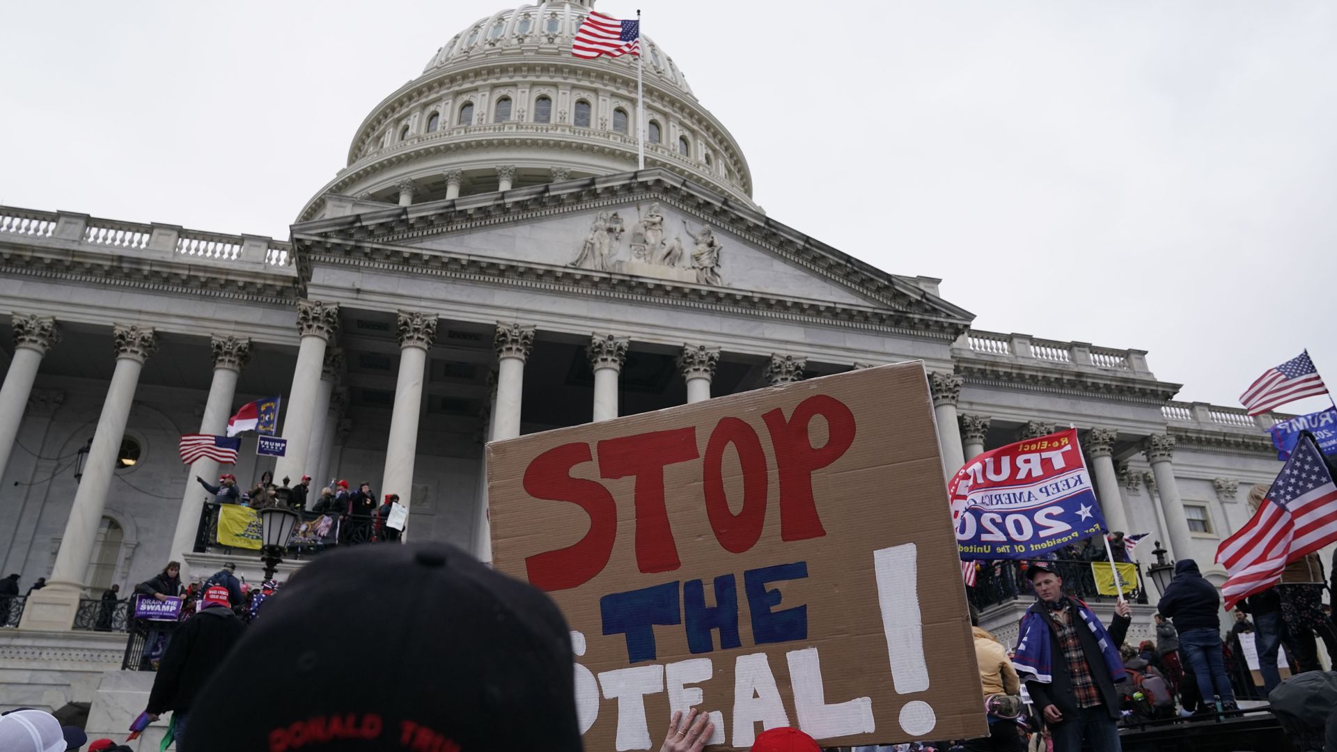 Supporters of US President Donald Trump gather outside the US Capitol on January 6