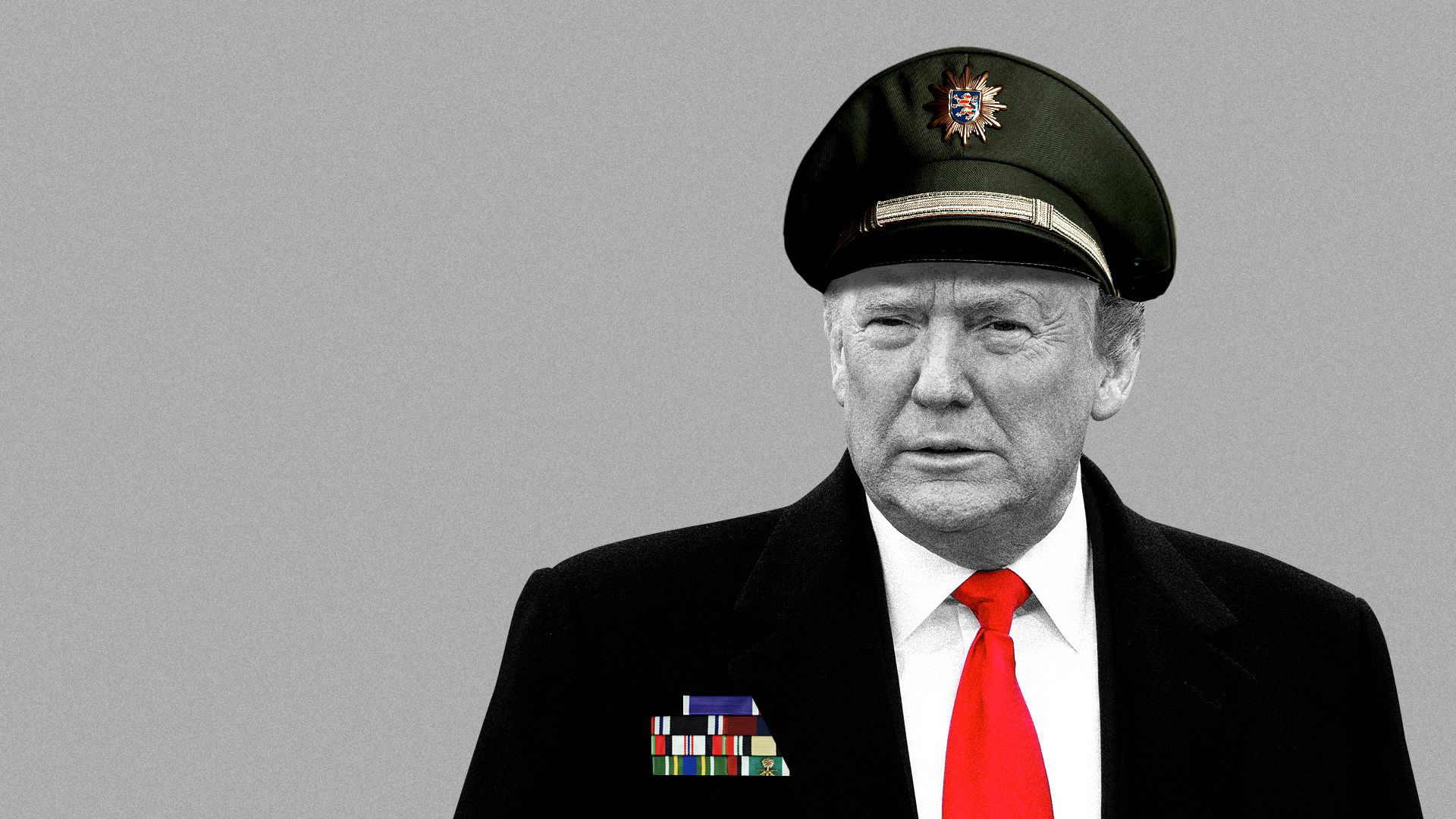 Illustration of President Trump in military garb