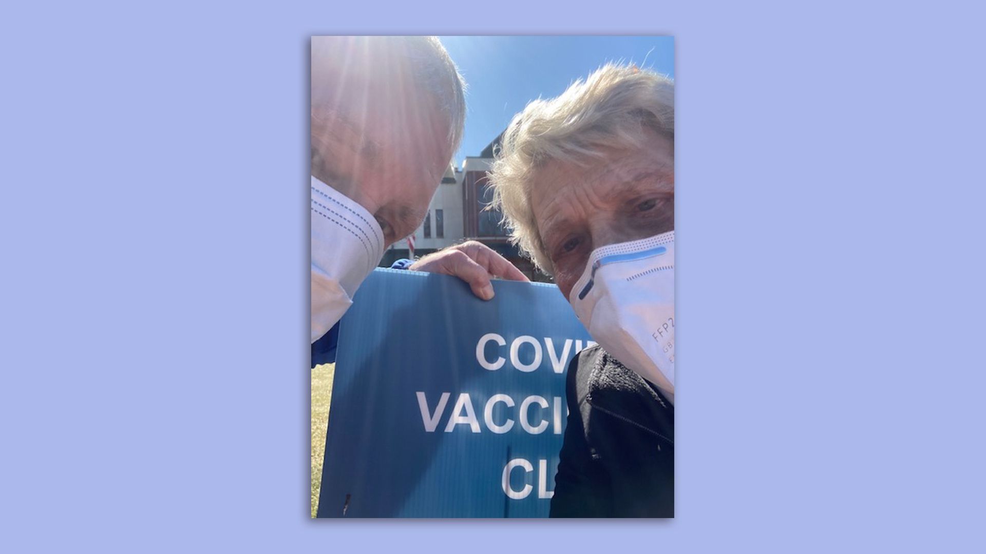 Bryan Walsh's parents after getting their first COVID-19 vaccine dose. 