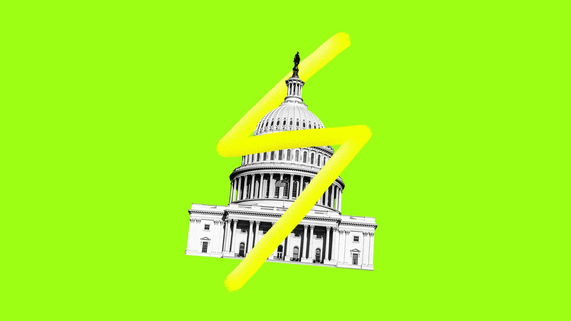 Illustration of the capital dome with a lightening bolt