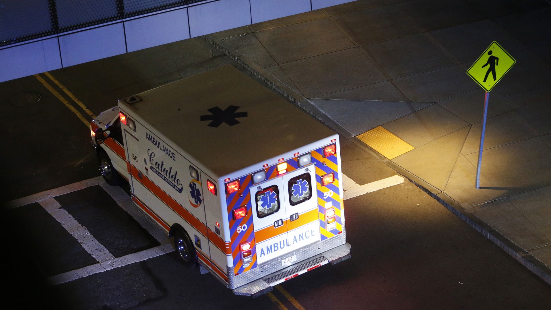 An ambulance on the road