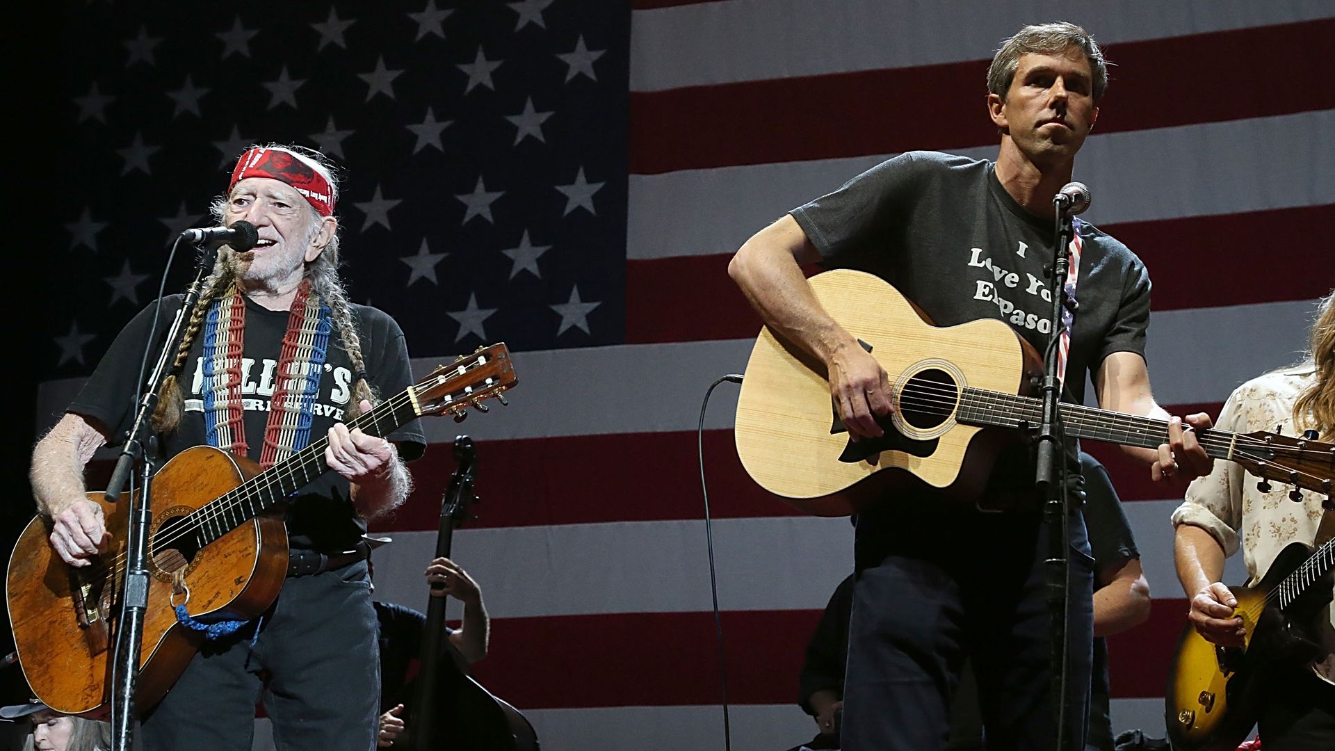 Willie Nelson (L) and Beto O'Rourke perform in concert at Willie Nelson's 45th 4th Of July Picnic at the Austin360 Amphitheater on July 4, 2018 in Austin, Texas. 