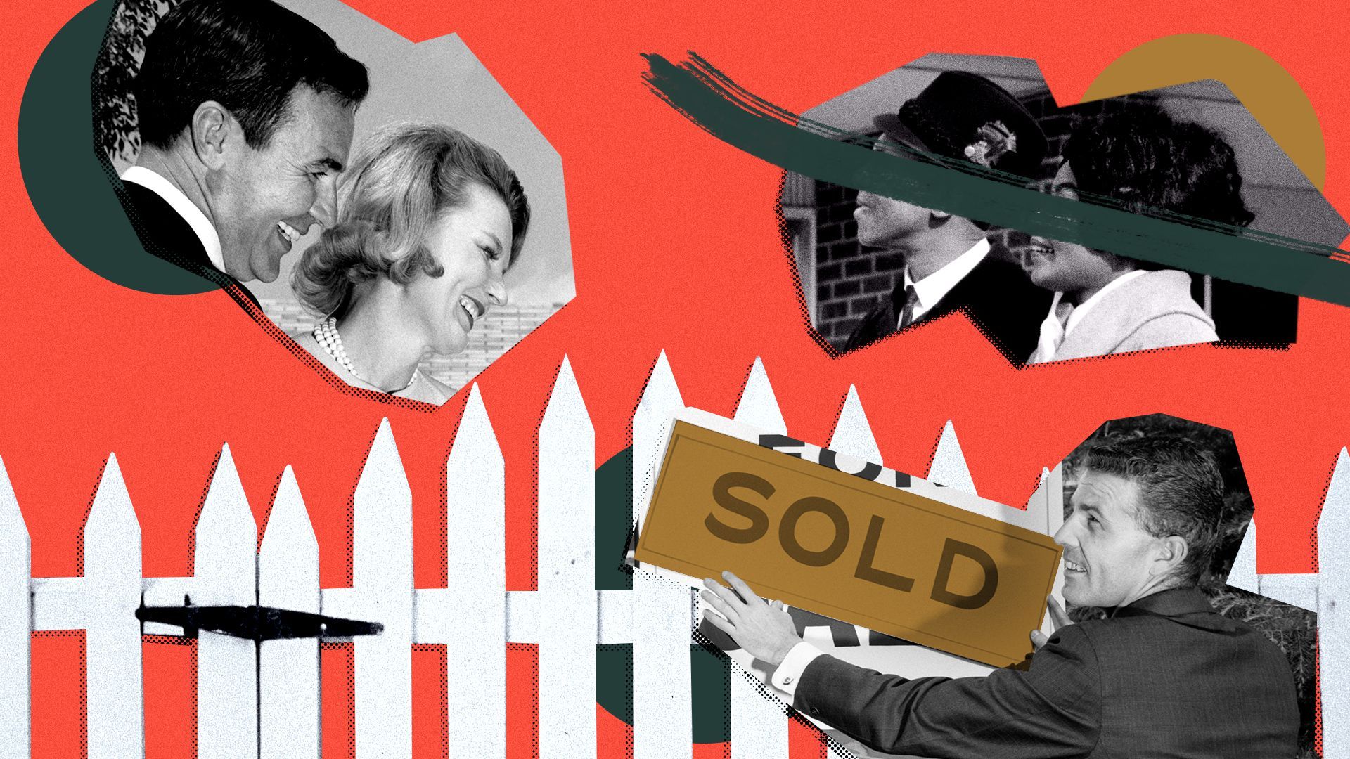 Photo illustration of a home being sold to a white couple instead of a Black couple. 