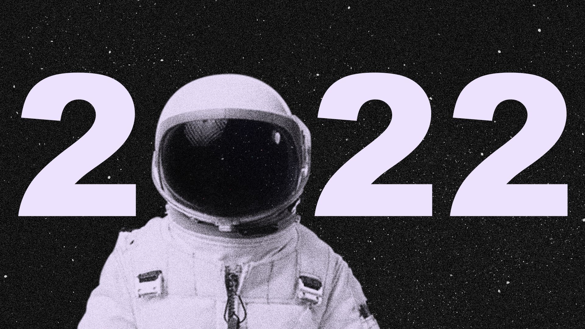 Illustration of an astronaut helmet forming the zero in 2022. 