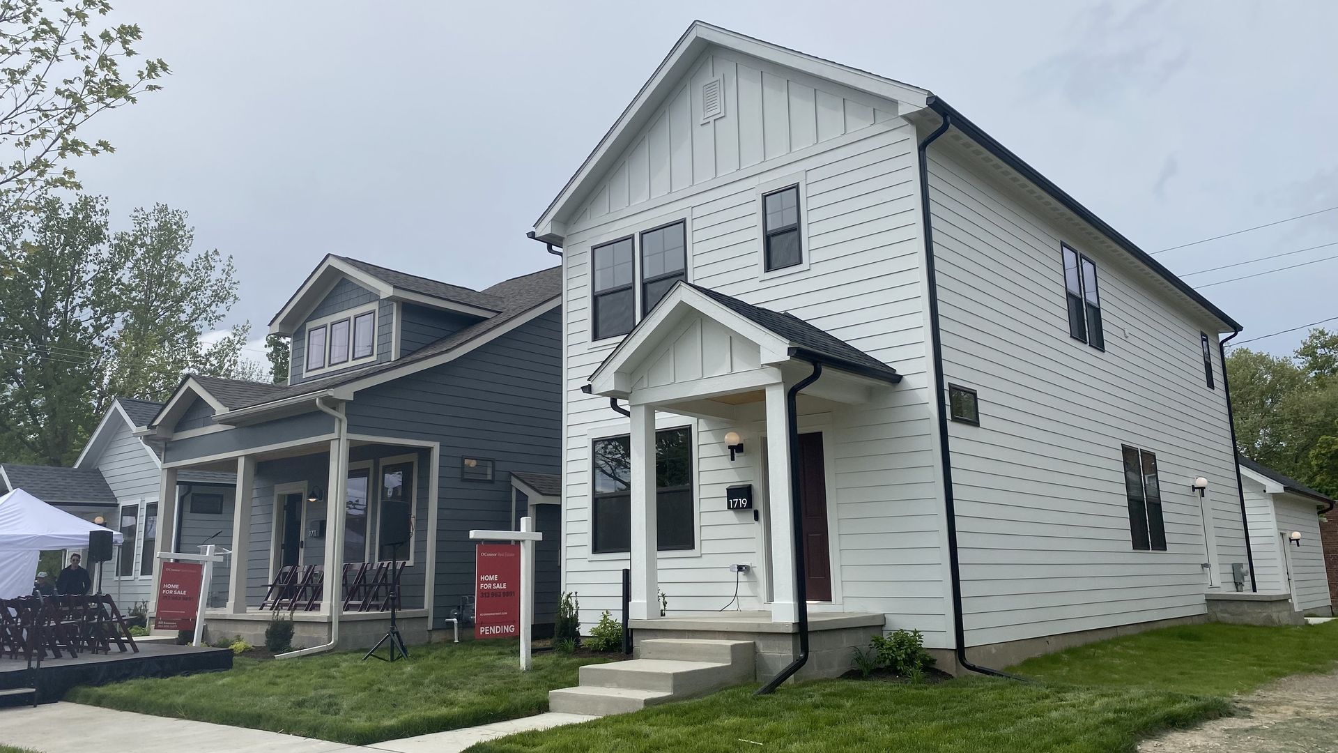 Three homes side by side