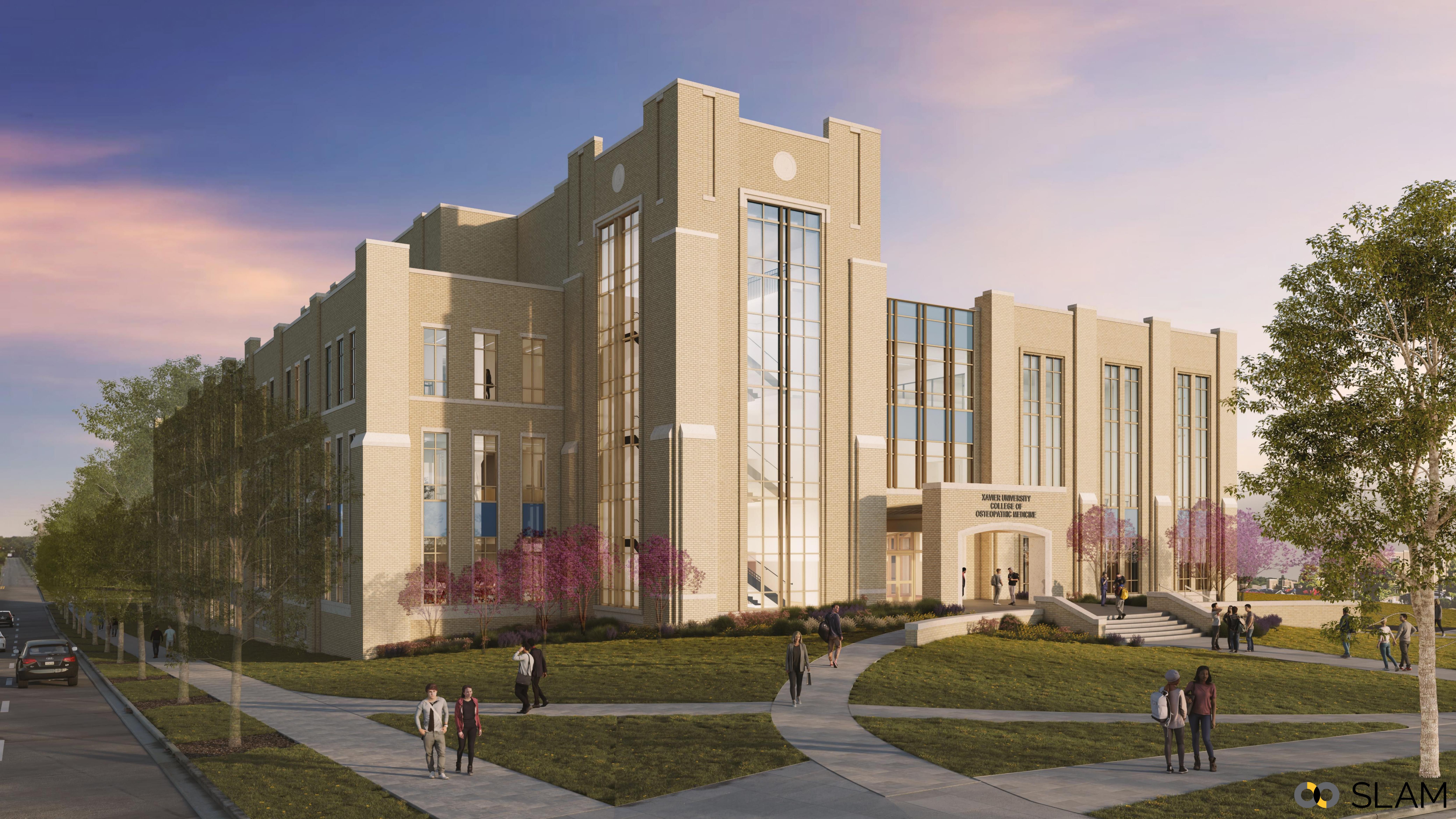 A rendering of Xavier's future College of Osteopathic Medicine, an on-campus medical school.