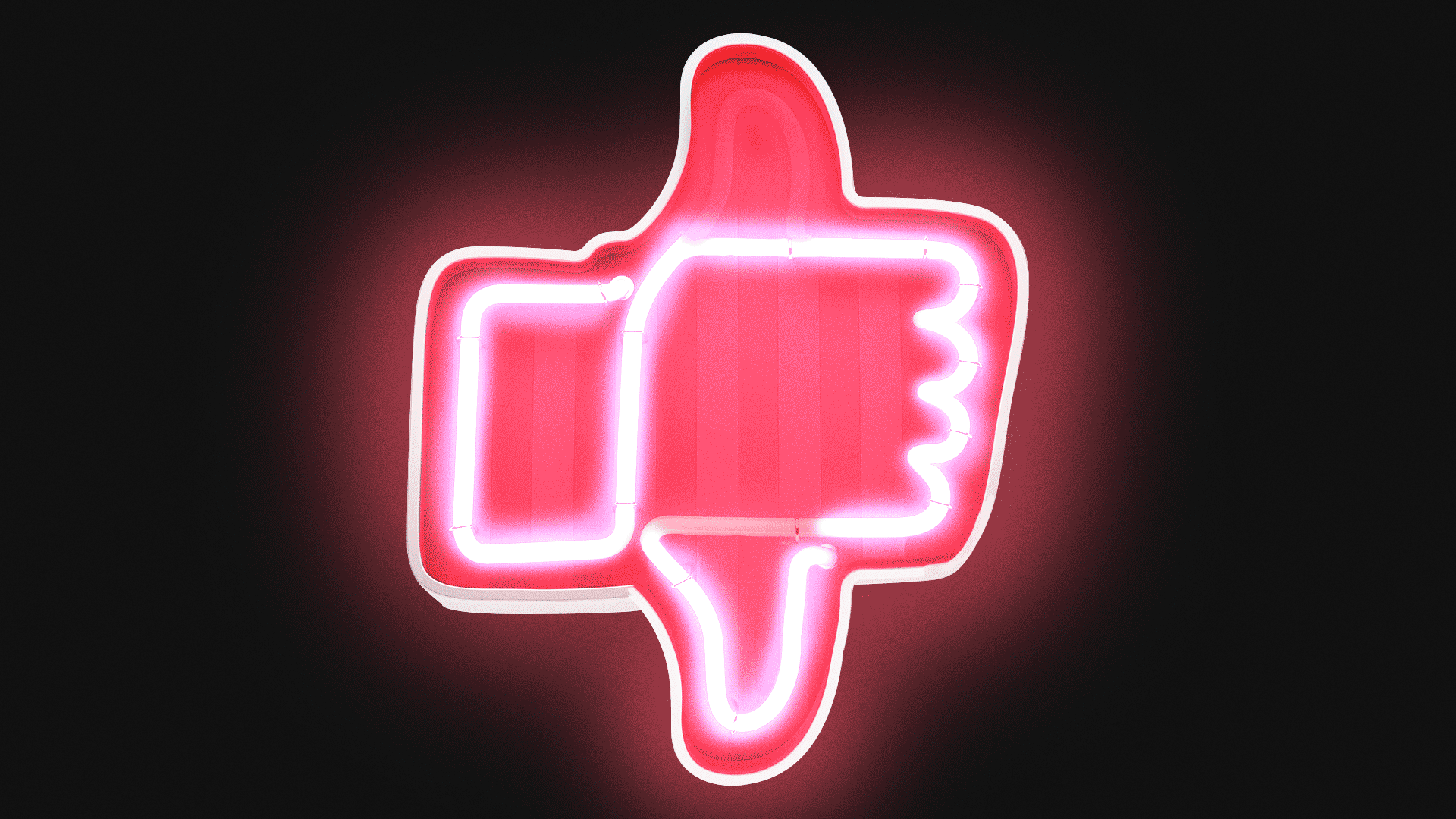 Animated illustration of a neon sign cycling between a thumbs up and a thumbs down. 