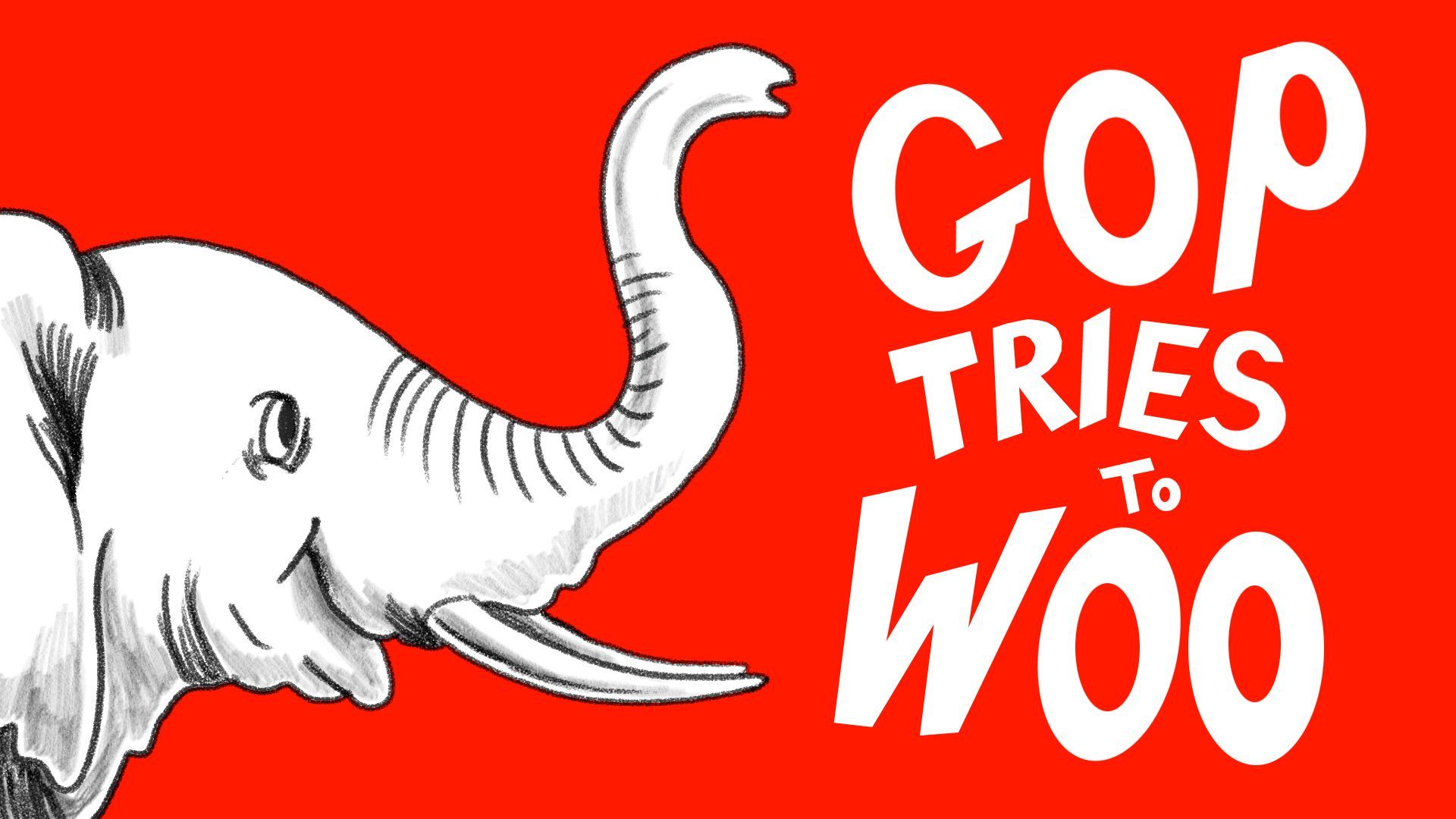 Illustration of a parodied Dr. Seuss cover with the title "GOP Tries to Woo"