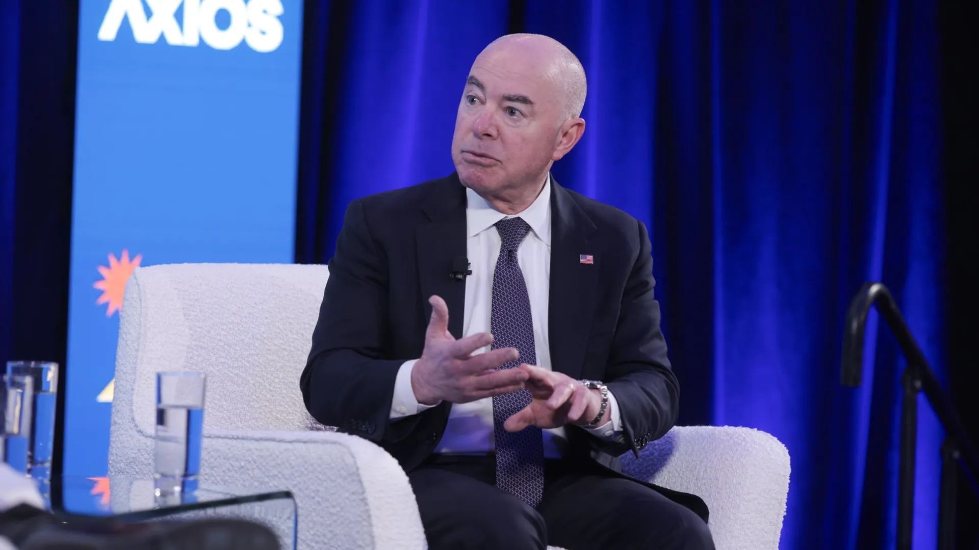 DHS Secretary Alejandro Mayorkas speaks at the Axios What's Next summit in Washington in March.