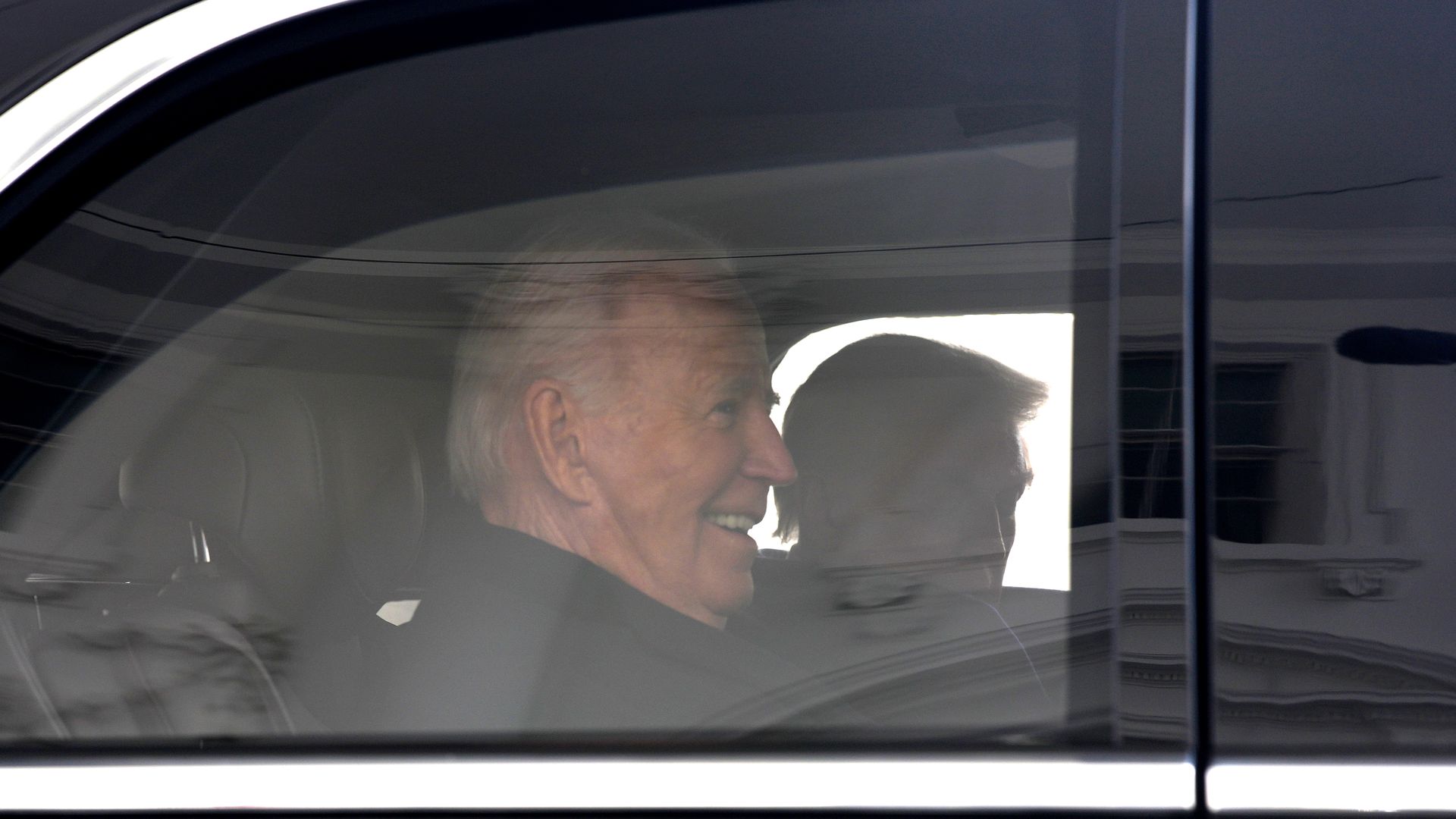 Biden and Trump ride together in the presidential motorcade.