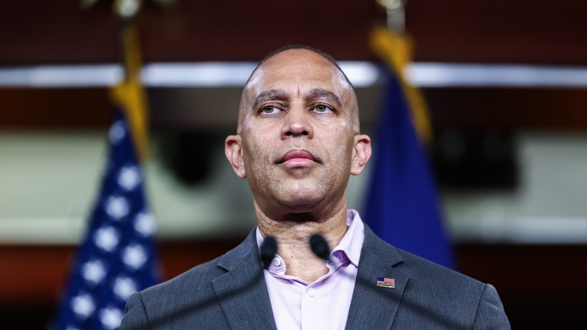 House Minority Leader Hakeem Jeffries speaks during a news conference at the U.S. Capitol on July 13