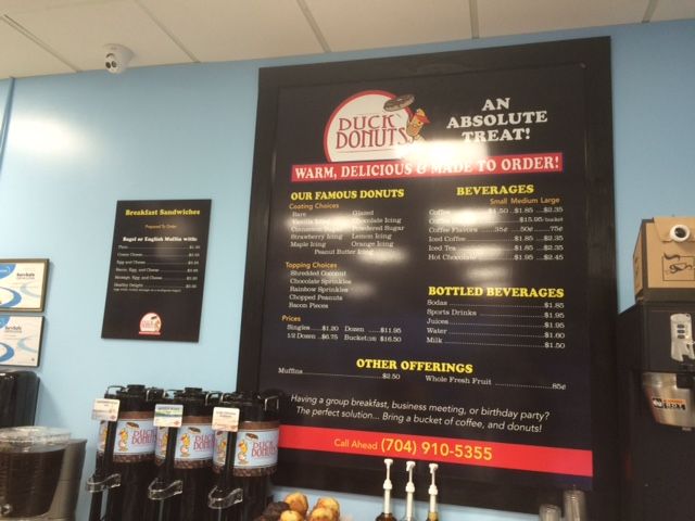 duck donuts charlotte menu board