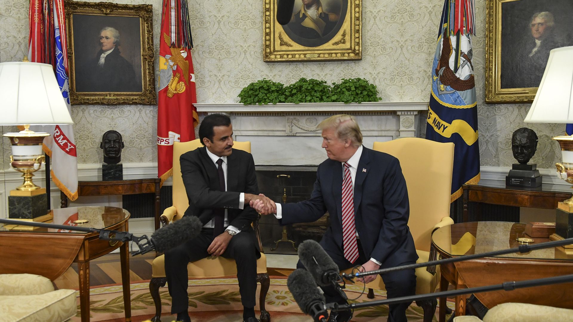 President Trump welcomed the Emir of Qatar to the White House on Tuesday.