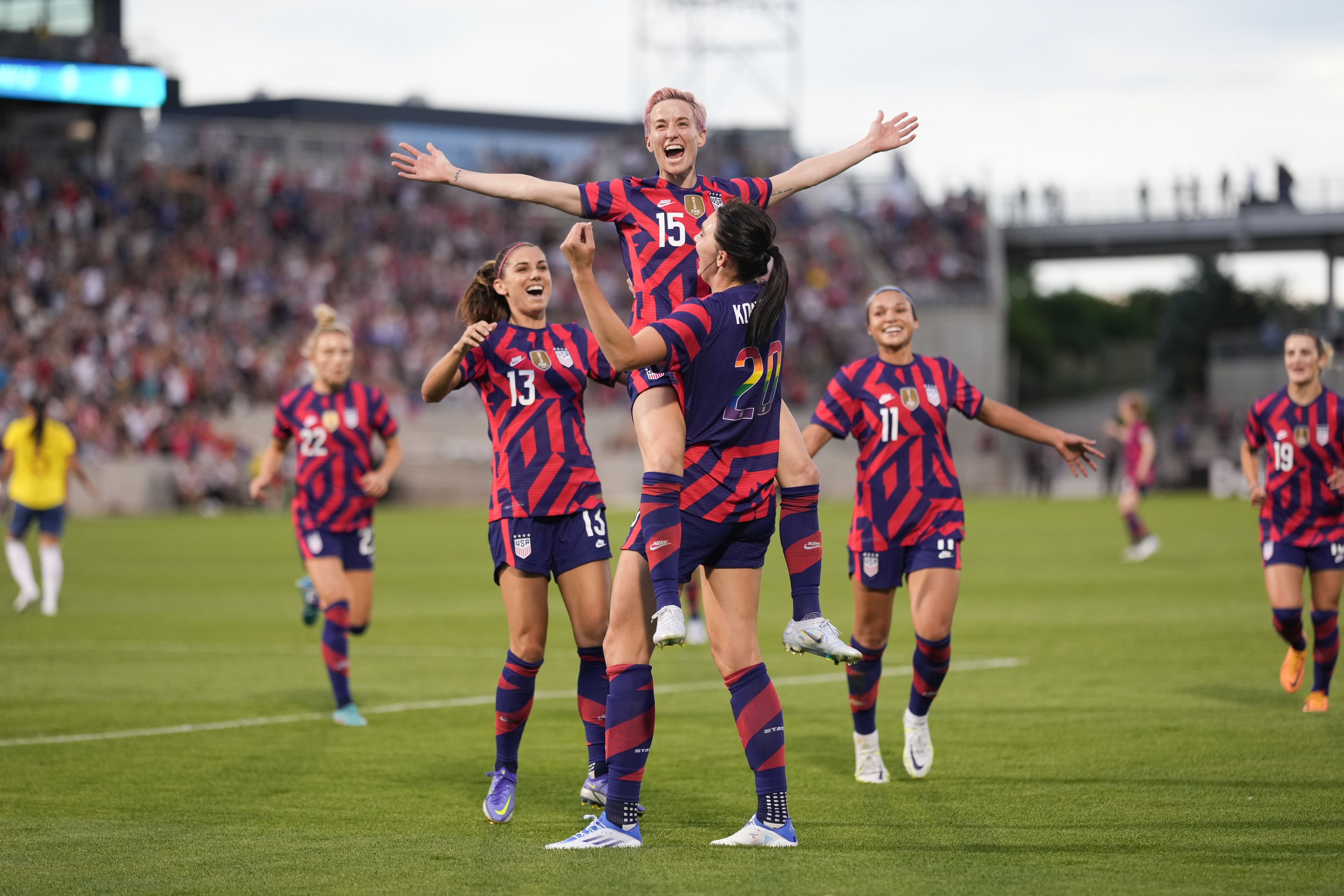 USWNT celebrating