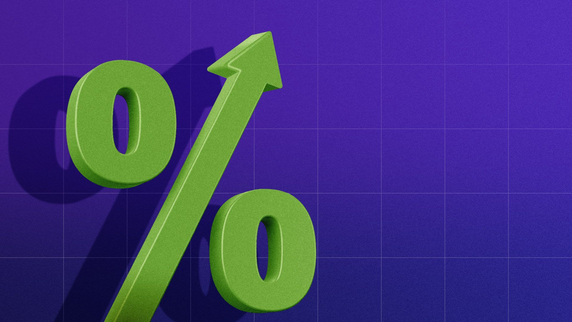 Illustration of a percentage sign pointing up.