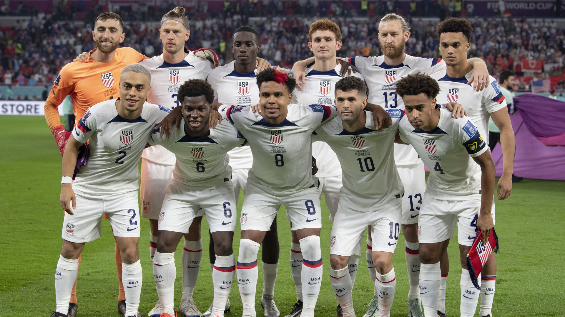 The U.S. men's national soccer team before their World Cup match. 