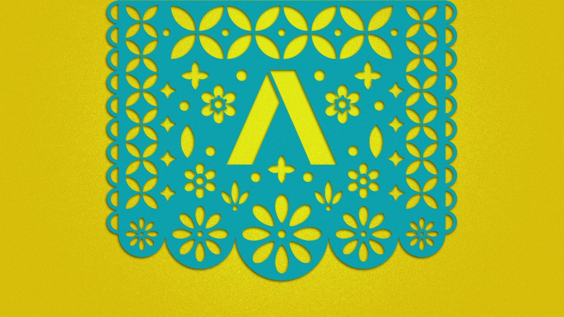 Illustration of the Axios logo cut into a papel picado. 