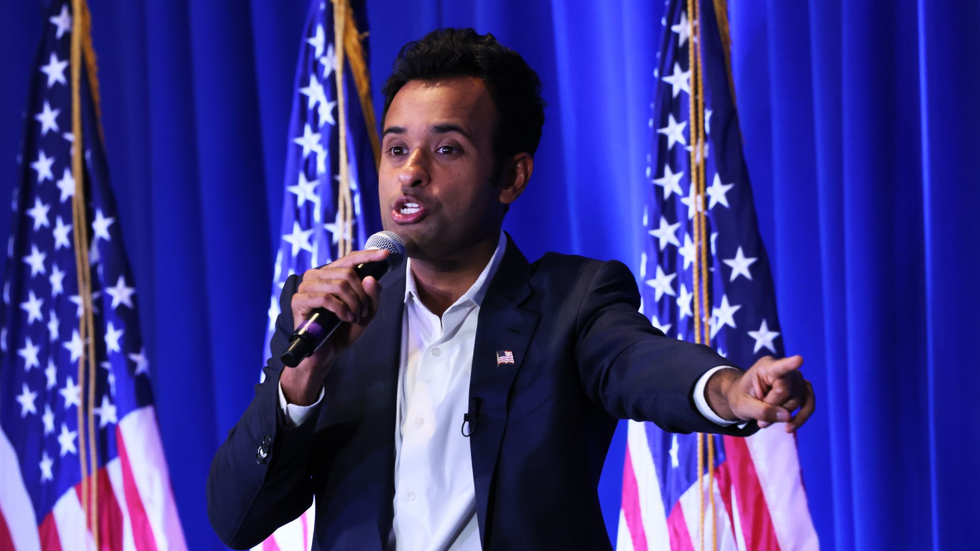 Republican presidential candidate Vivek Ramaswamy speaks during the 2023 First in the Nation Leadership Summit on October 13, 2023 in Nashua, New Hampshire