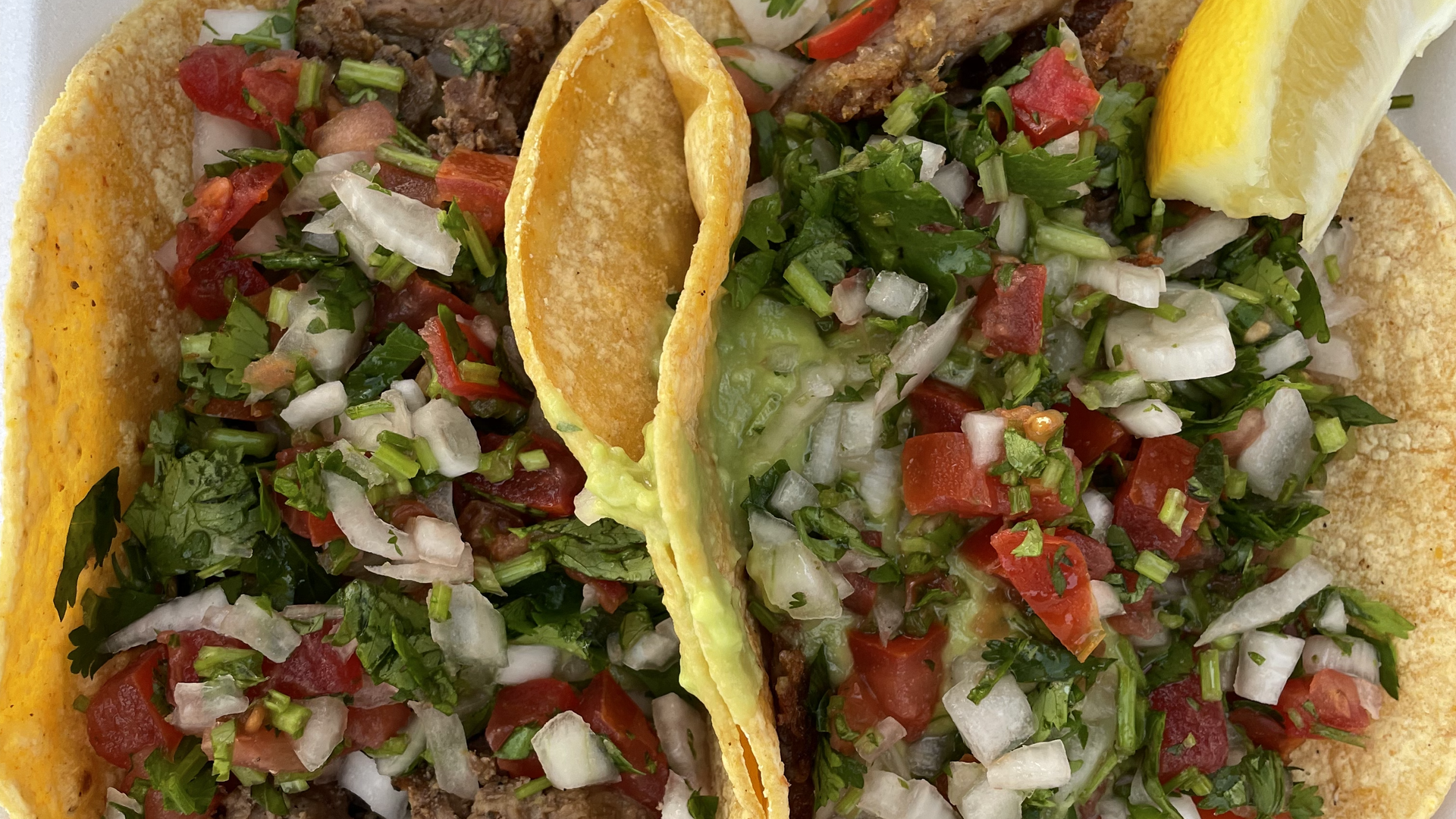 Carne Asada and carnitas tacos from Monica's in Colorado Springs. Photo: John Frank/Axios