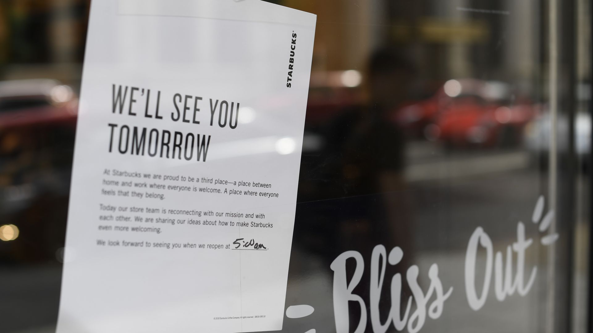 Starbucks racial insensitivity training sign