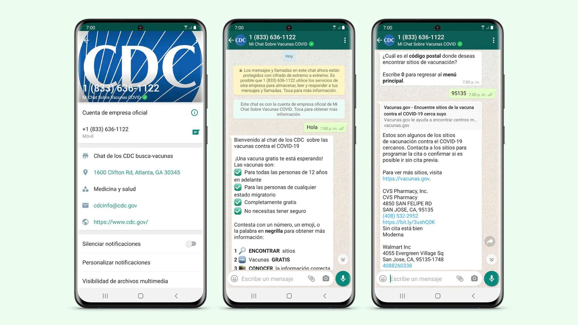 The CDC website is shown on three cell phones.