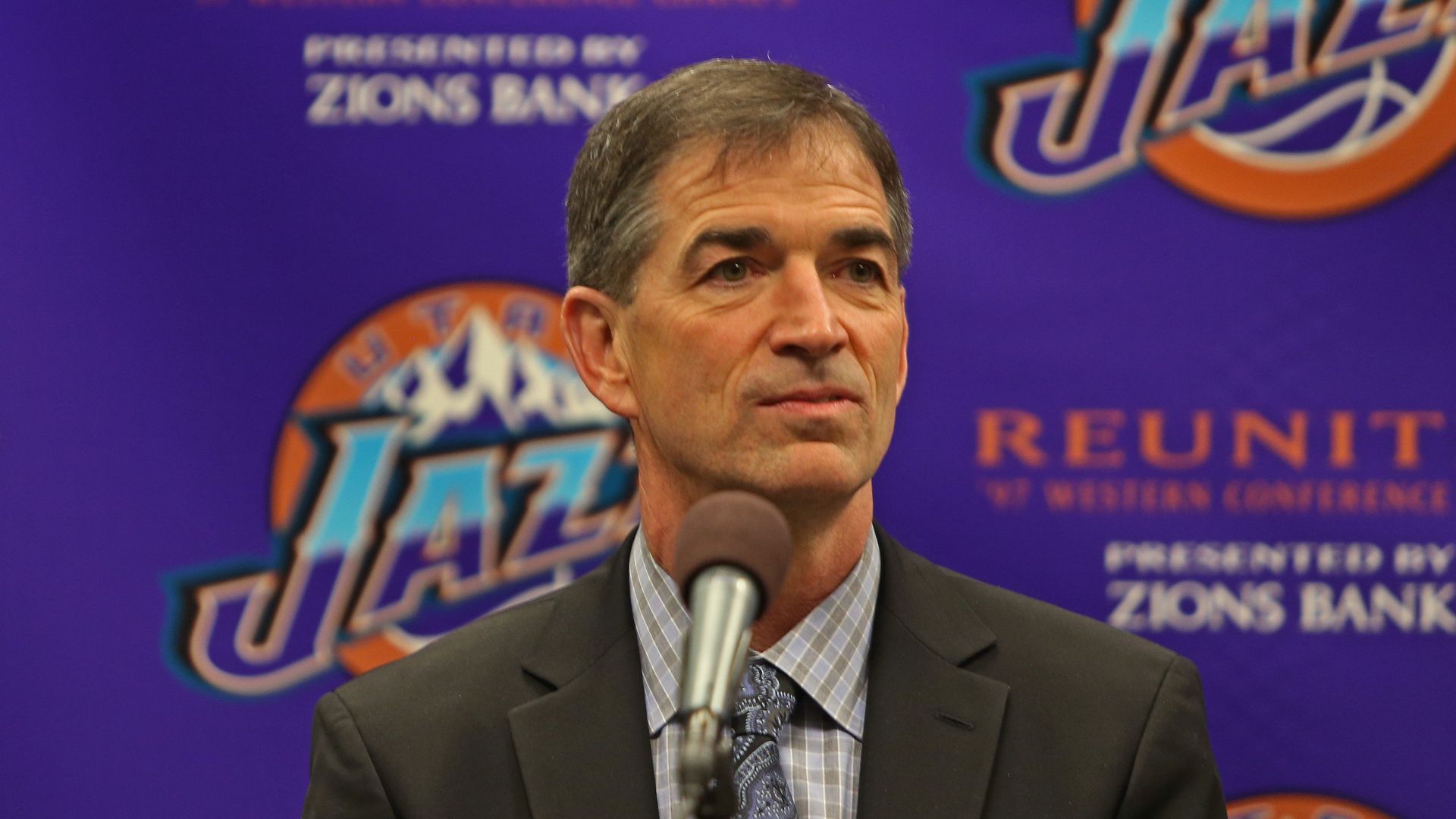 Former Utah Jazz player John Stockton during a press conference on March 22, 2017 a in Salt Lake City, Utah. 
