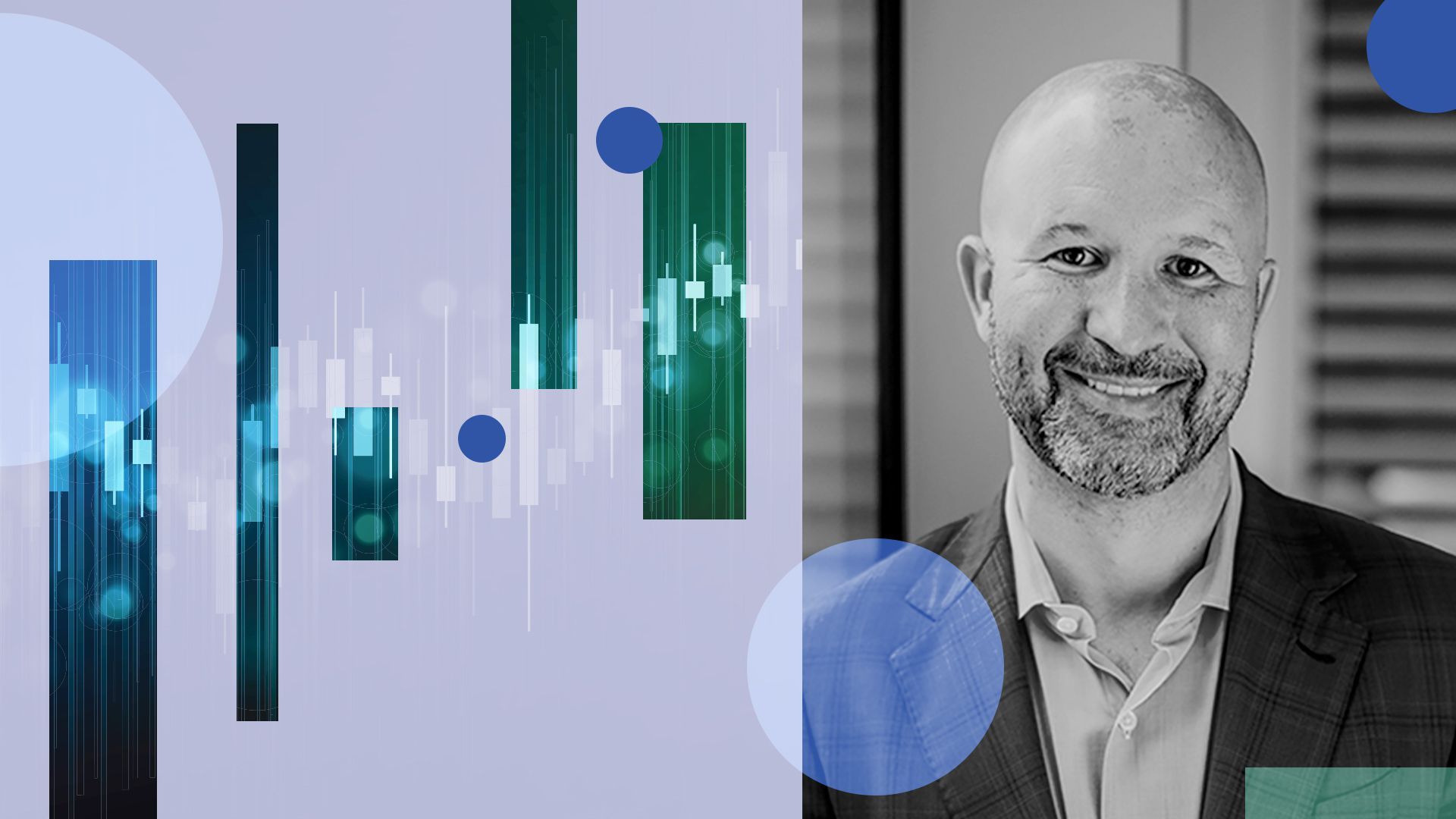 Photo illustration of Paul Yett with abstract shapes.
