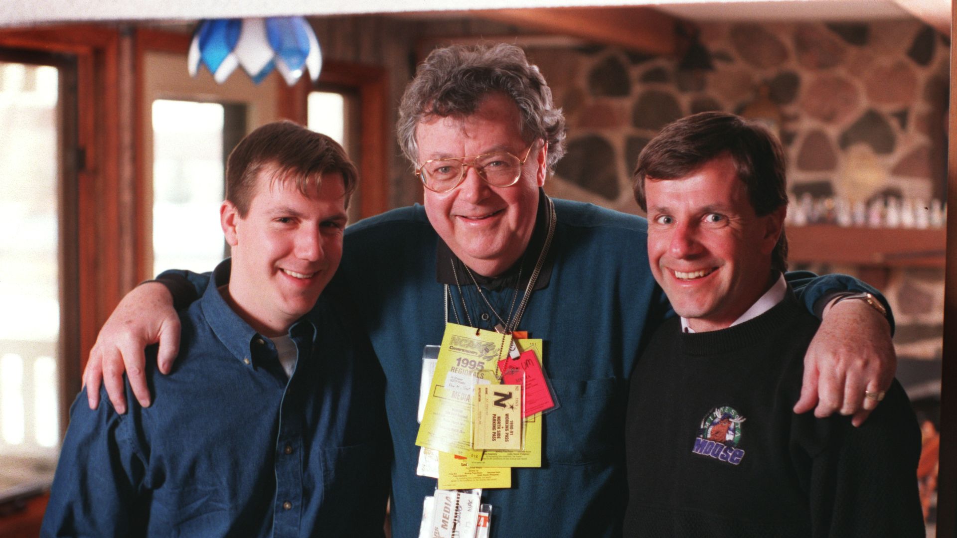Jason Shaver, Al Shaver, and Wally Shaver, are three generations of hockey announcers.(Photo By DAVID BREWSTER/Star Tribune via Getty Images)